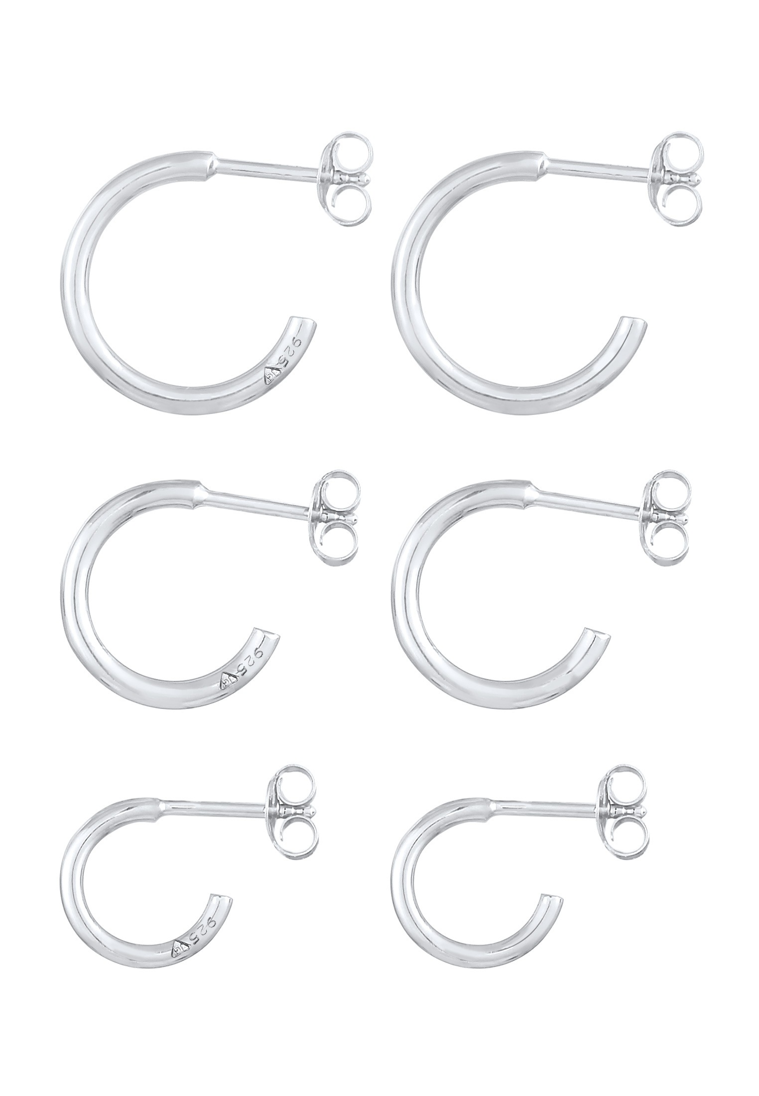 Elli Ohrstecker-Set »Ohrringe Creolen-Set Basic Hoop (6-tlg) 925 Silber«