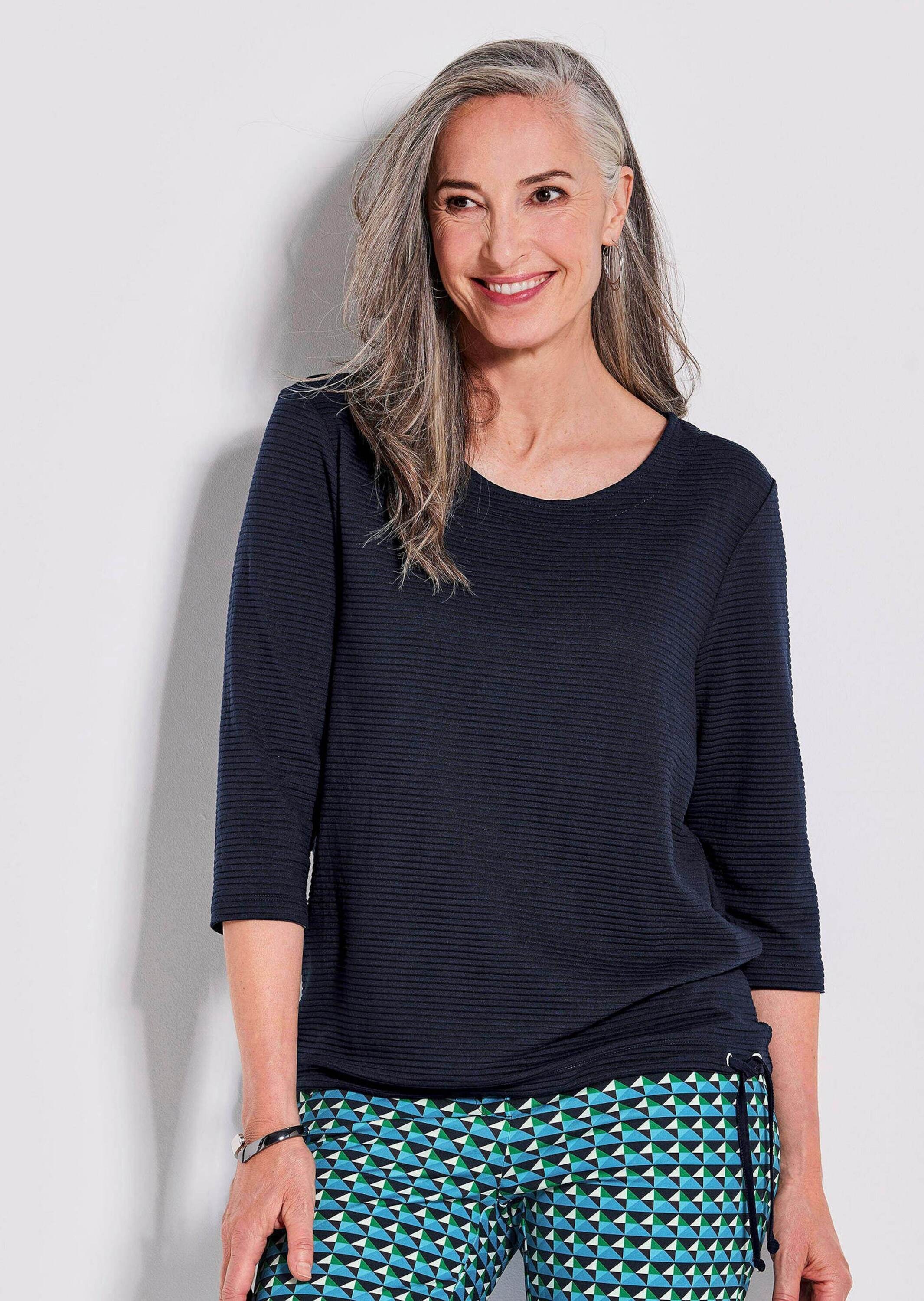 GOLDNER Kurzarmshirt »Kurzgröße Gerades, bequemes Halbarm T-Shirt« Saum mit Kordelzug