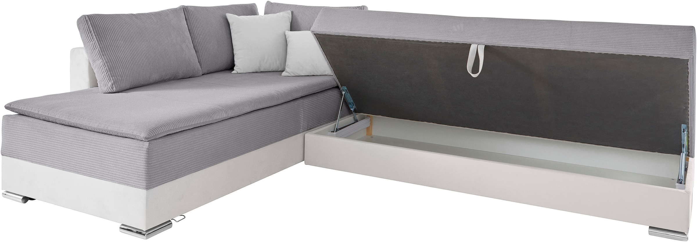 INOSIGN Ecksofa »Boxspringbett Night & Day L-Form mit Dauer-Schlaffunktion mit Armlehne«, mit Boxspring-Bettfunktion 180x200 cm und Bettkasten, Dauerschläfer!