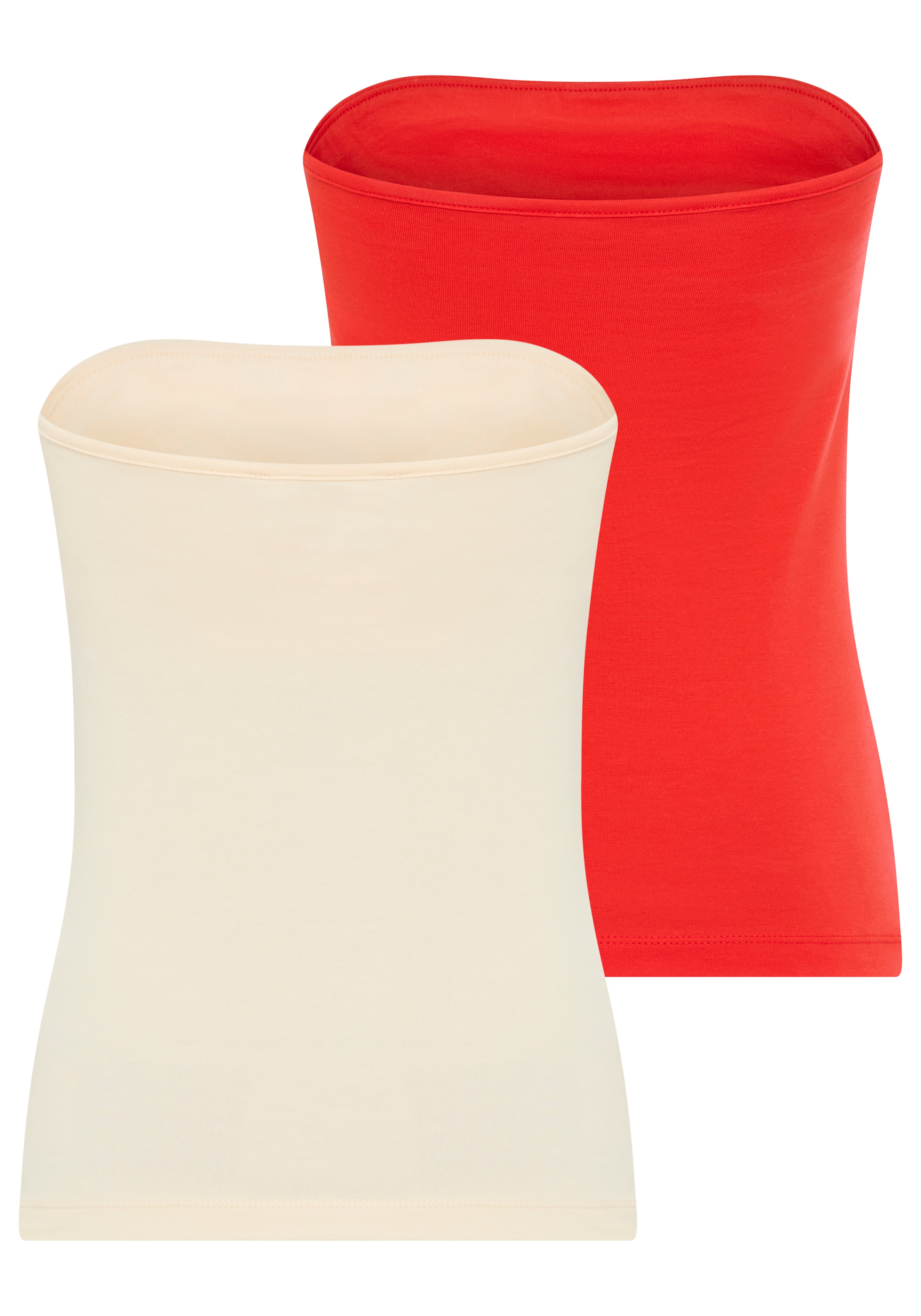 Melrose Bandeautop 2er-Pack,  mit Raffung an der Naht, durchgestepptes Rumpfabschluss