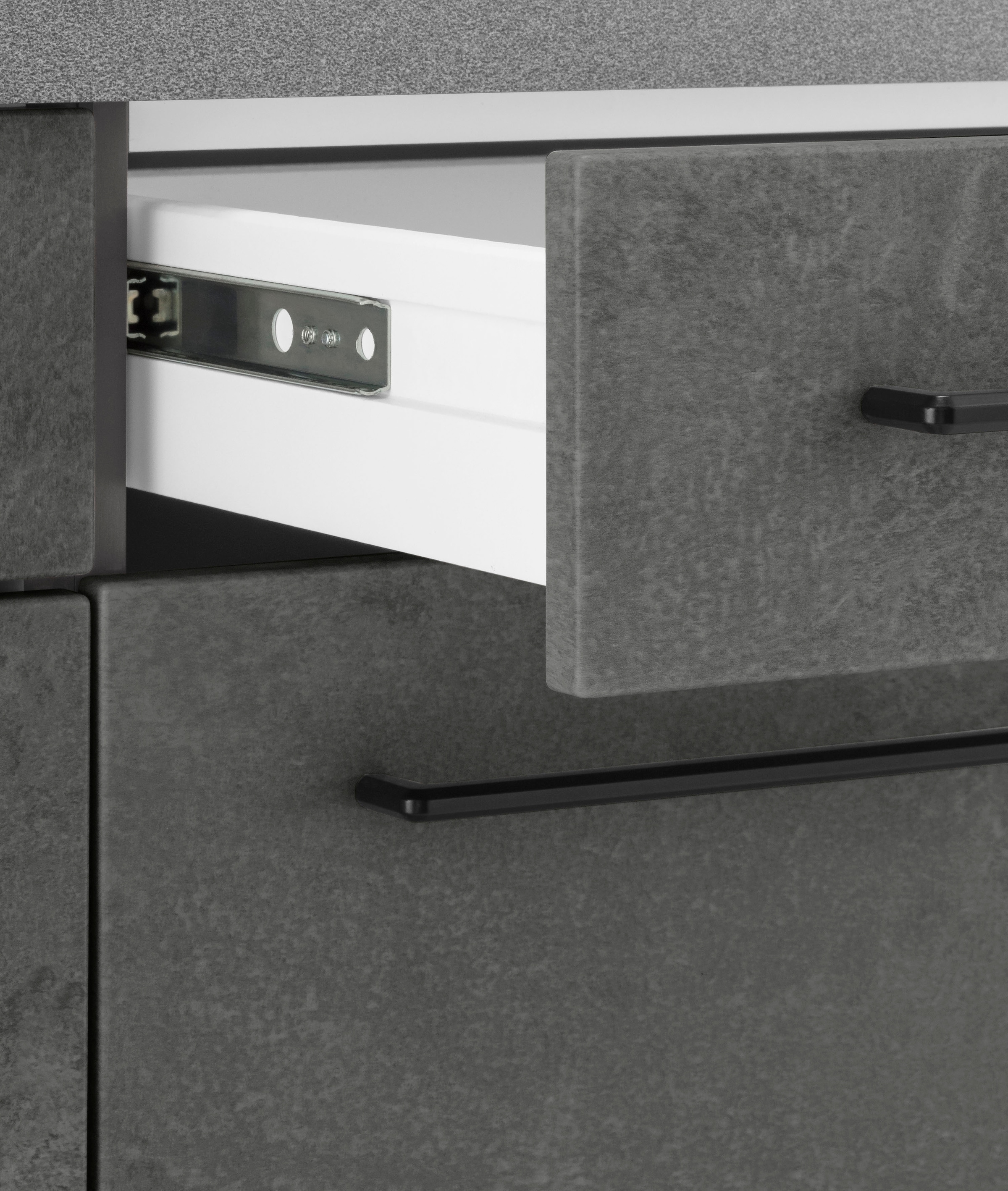 KOCHSTATION Küchenzeile »KS-Tulsa«, Breite 210 cm, schwarze Metallgriffe, hochwertige MDF Fronten