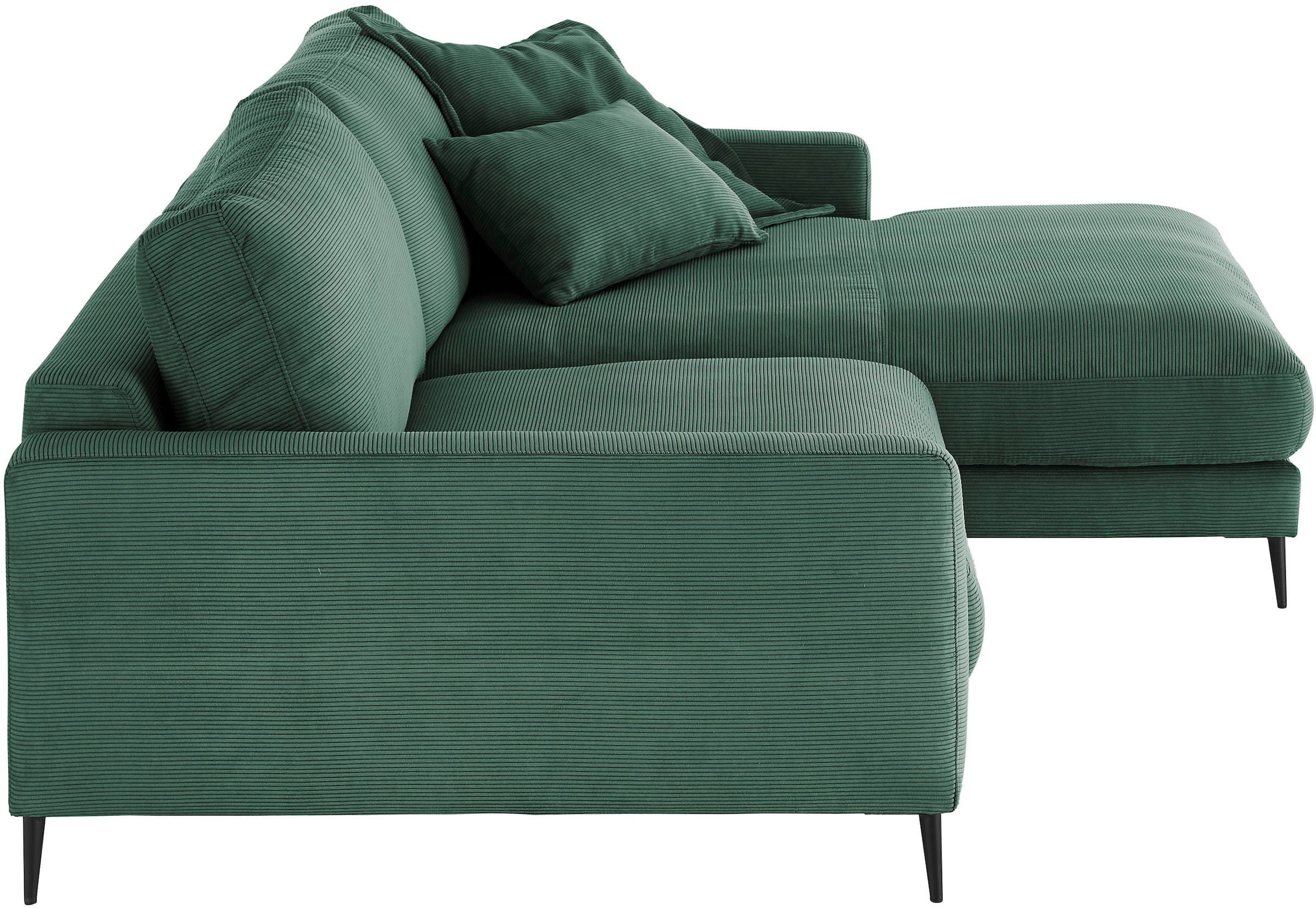 INOSIGN Ecksofa »Downtown, B/T/H: 272/190/84 cm L-Form«, weicher Sitzkomfort auch in Cord und Bouclé, incl. Zierkissen