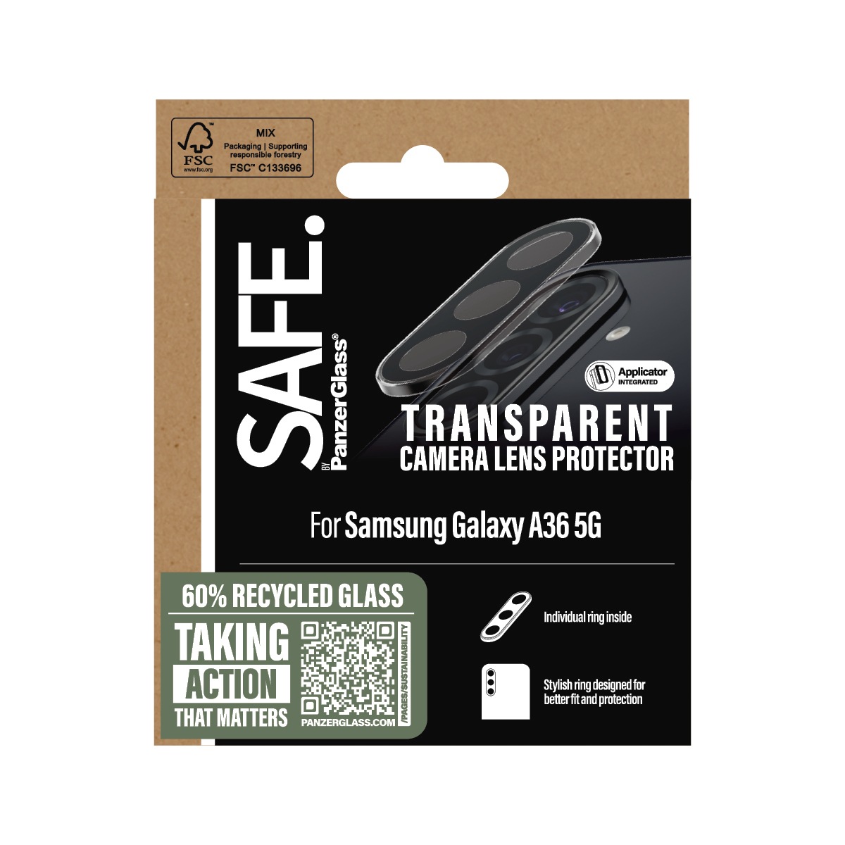 SAFE by PanzerGlass Kameraschutzglas »Camera Lens Protector«, für Samsung Galaxy A36, Kameraschutz, Lens Glas, Linsenschutz, kratz- & stoßfest