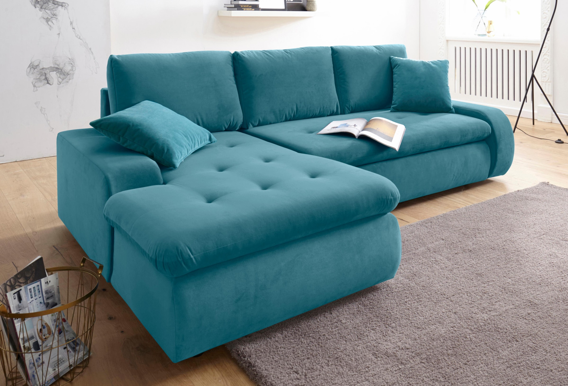 TRENDMANUFAKTUR Ecksofa »Indie II, tolle Detailverarbeitung, bequem und komfortabel im Sitz«, XL und XXL, wahlweise mit Bettfunktion, L-Form