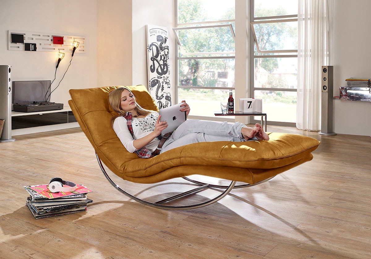 W.SCHILLIG Relaxliege »daily dreams« in Waffelkissen-Optik, Schaukelgestell Chrom glänzend, in 2 Breiten