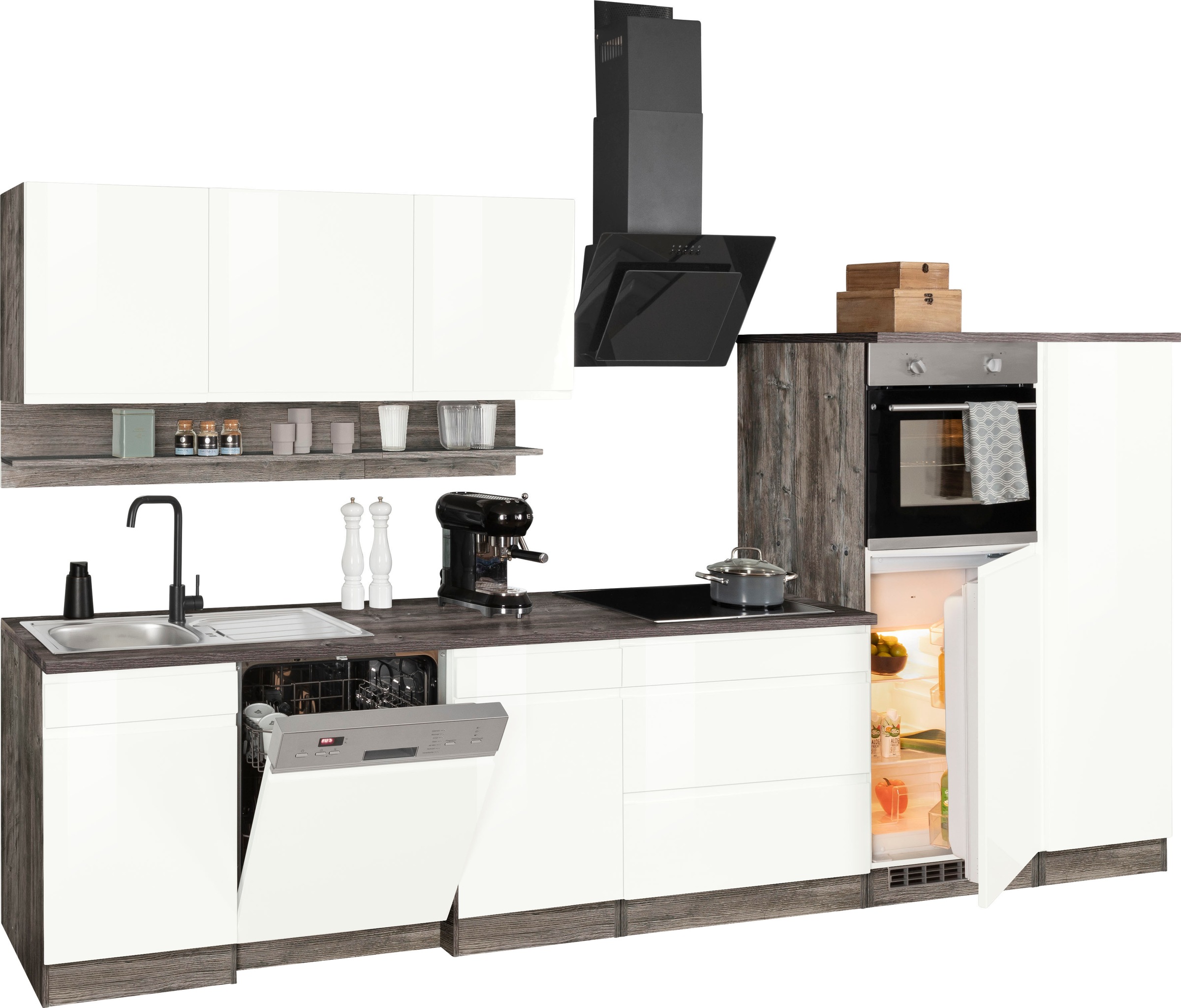 KOCHSTATION Küchenzeile »KS-Virginia«, Breite 350 cm, ohne E-Geräte