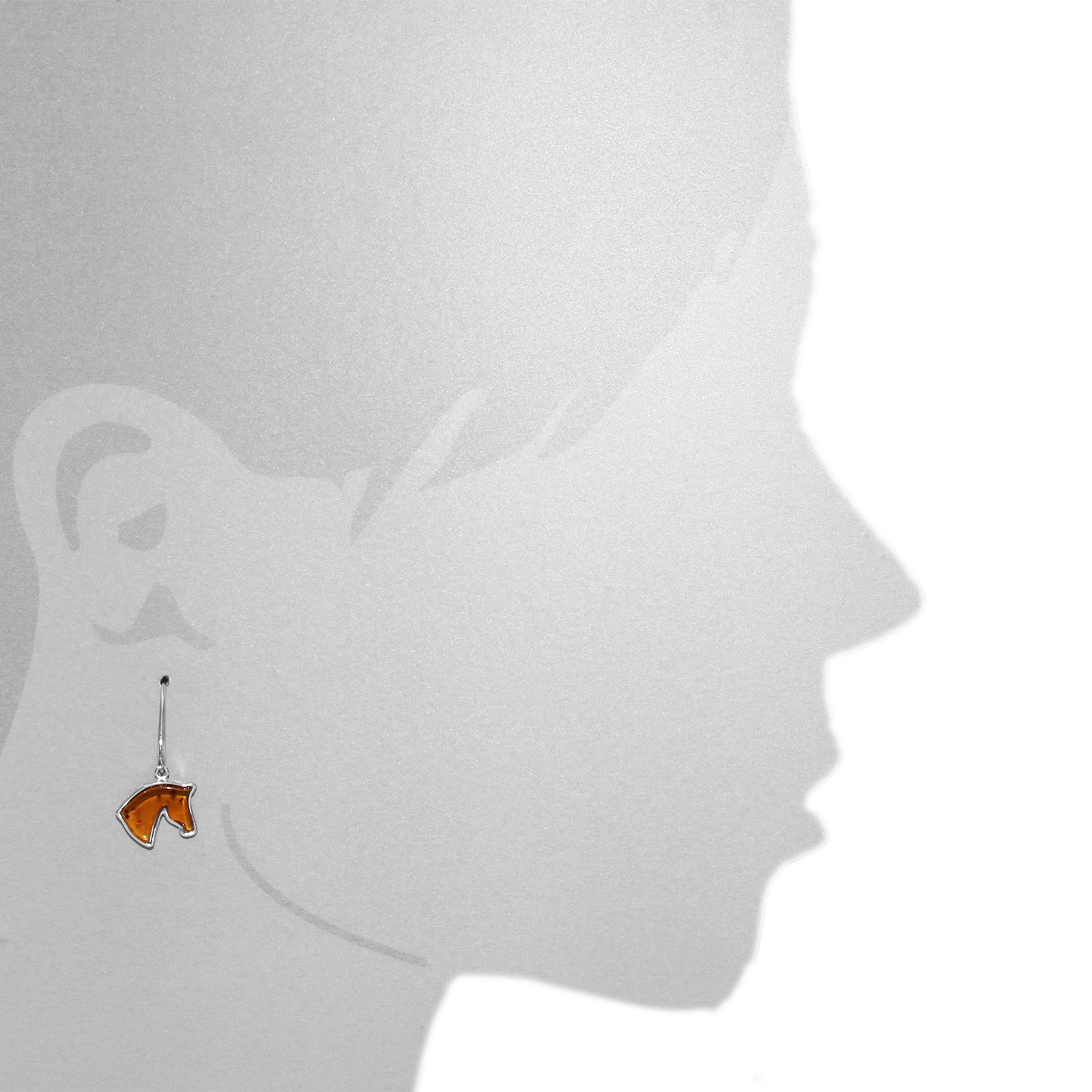 OSTSEE-SCHMUCK Paar Ohrhänger »- Pferdekopf - Silber 925/000 - Bernstein«