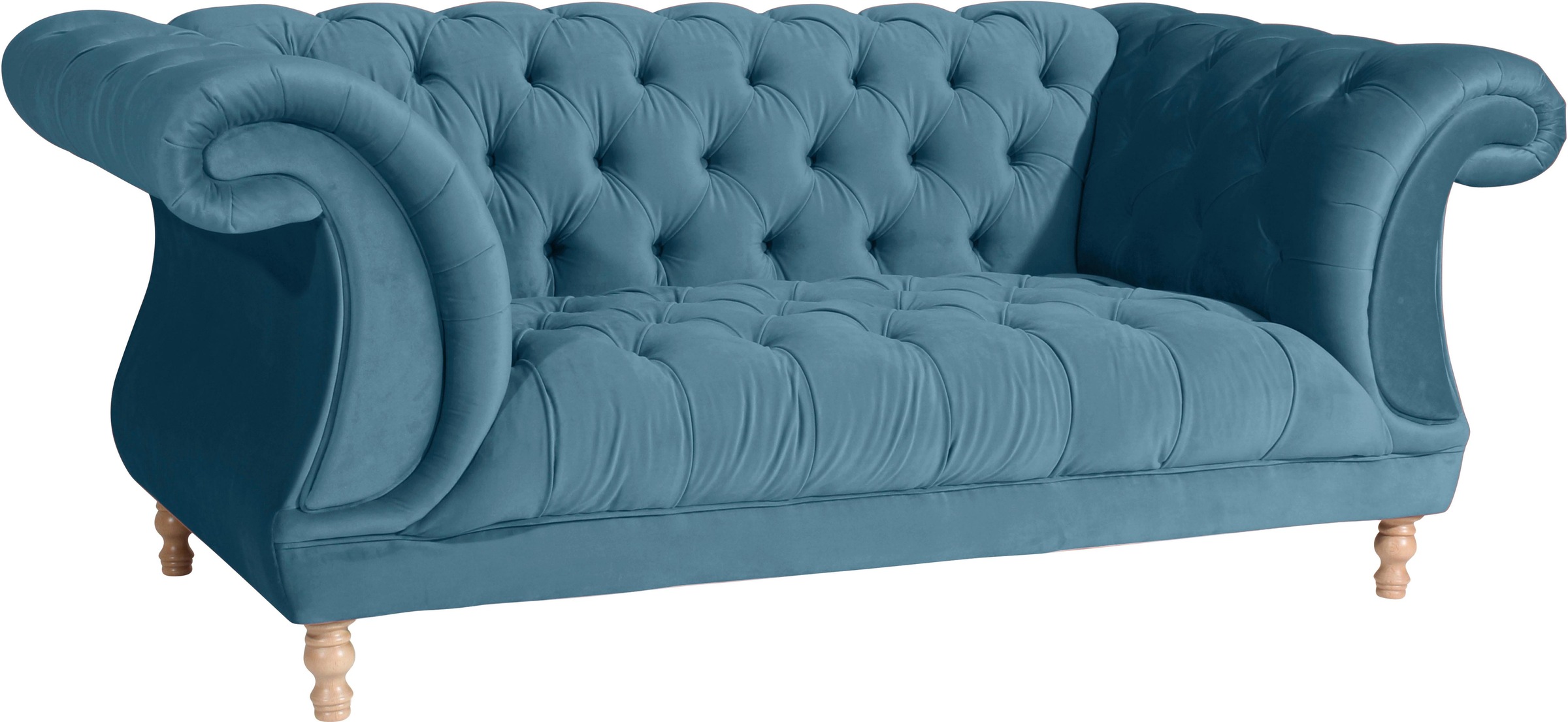 Max Winzer® Chesterfield-Sofa »Isabelle«, mit Knopfheftung & gedrechselten Füßen in Buche natur, Breite 200 cm