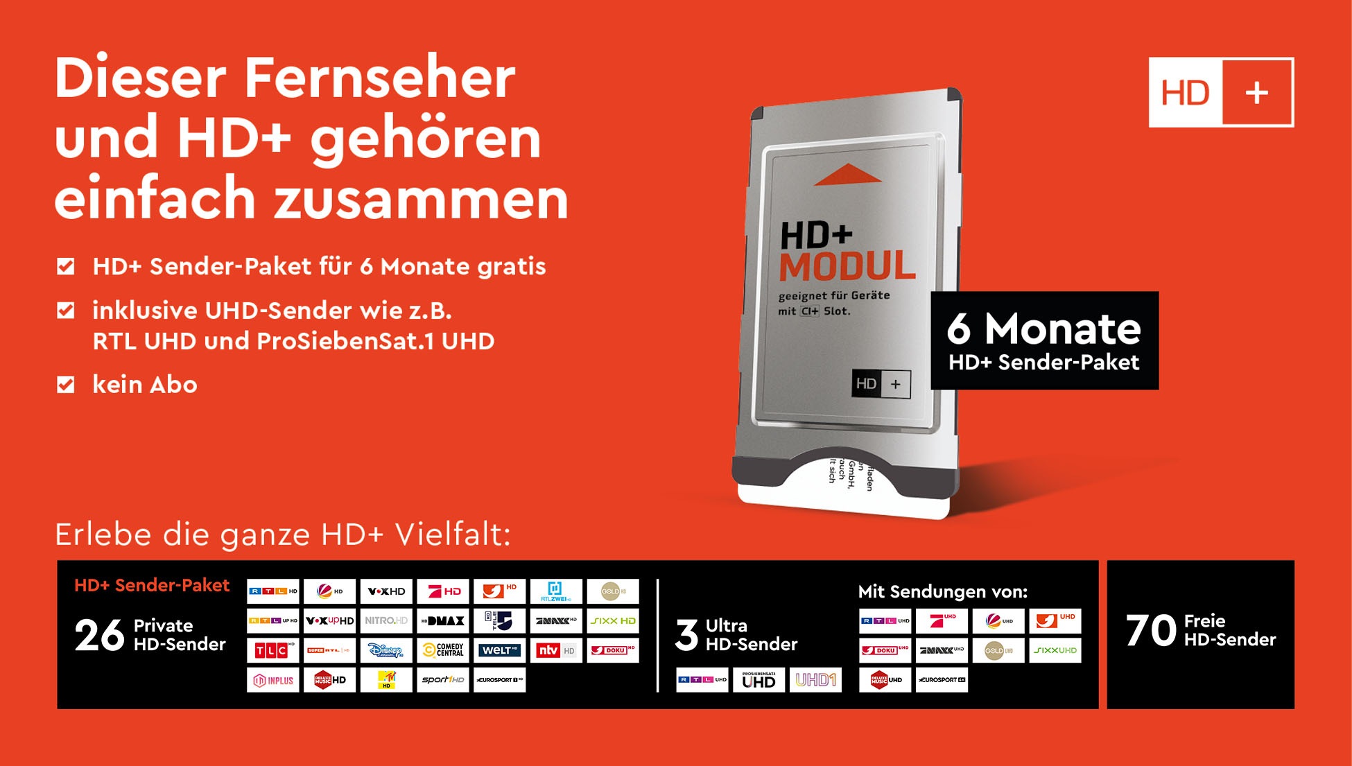 HD Plus HD+-Modul »HD+ Modul inkl. HD+ Sender-Paket für 6 Monate Gratis«