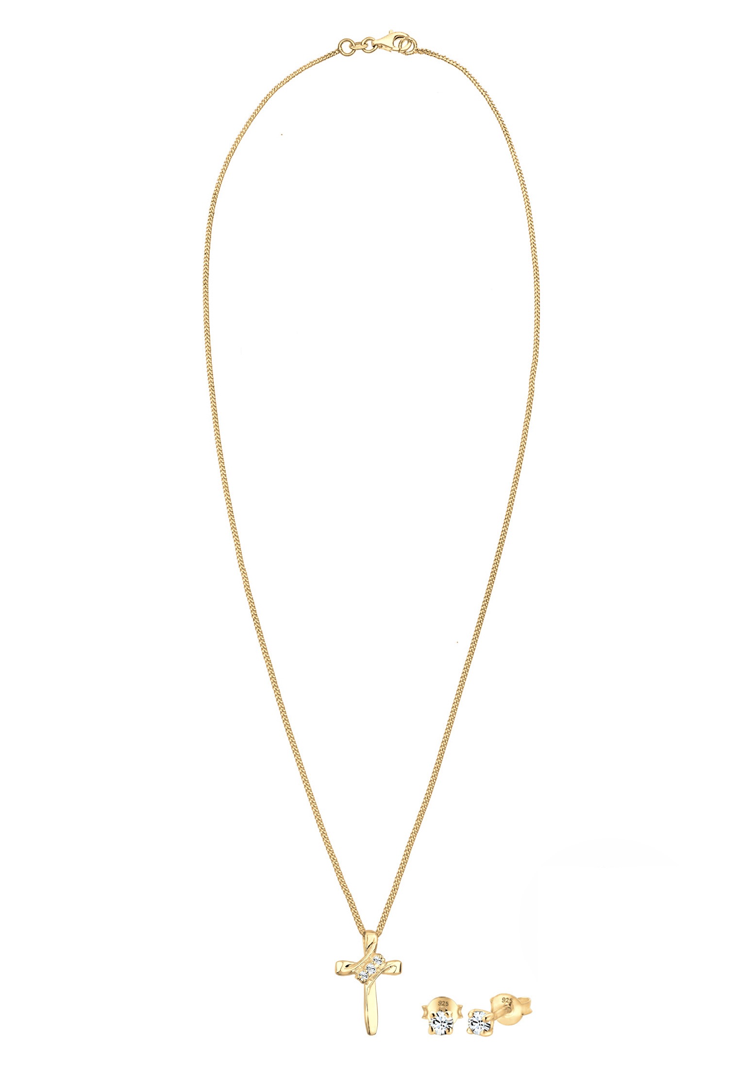 Elli Ohrring und Ketten Set »Schmuckset Kreuz Weiß 925 Sterling Silber, mit Kristallen von Swarovski®«