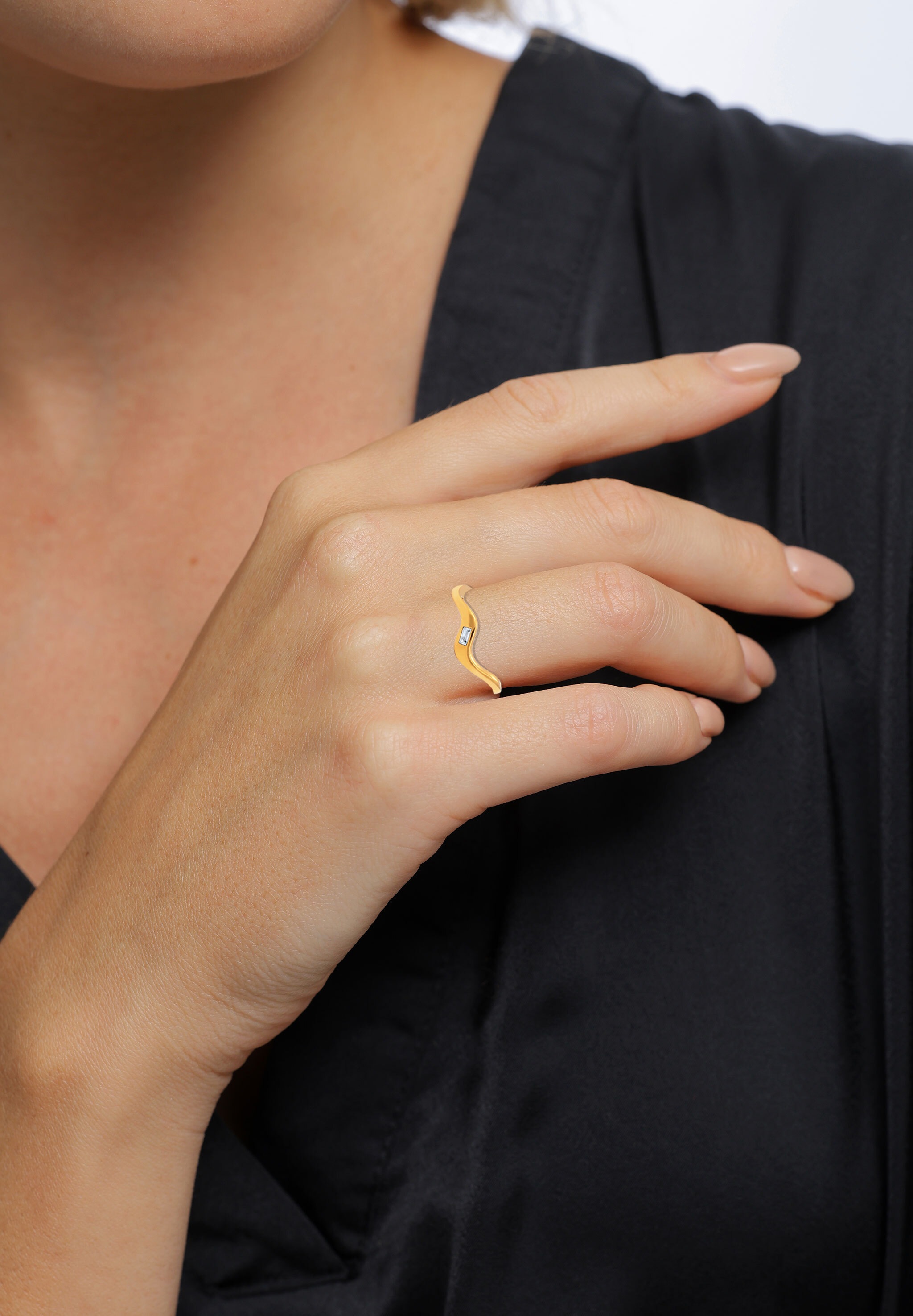 Elli Premium Silberring »Ring Organic Topas Weiß 925 Sterling Silber«