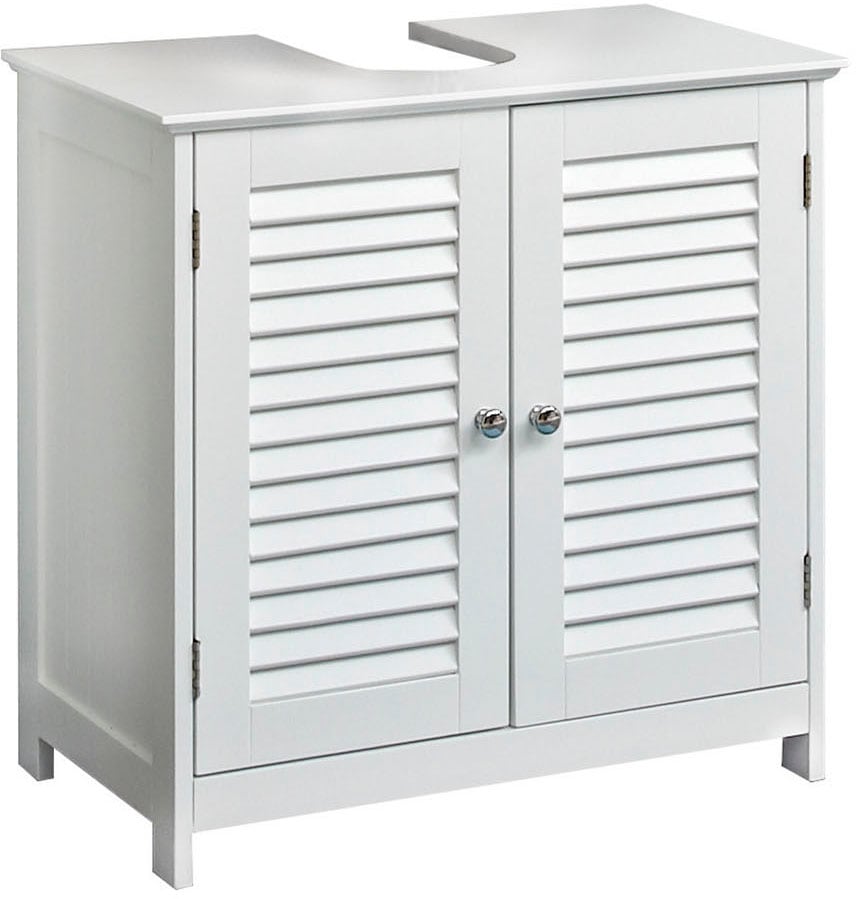 Saphir Badmöbel-Set »Quickset 928 2-teilig, Waschbeckenunterschrank mit LED-Spiegel«, (3 St.), Waschplatz 60 cm breit, 2 Türen, Weiß Glanz, Knopf-Griffe, Bad-Set