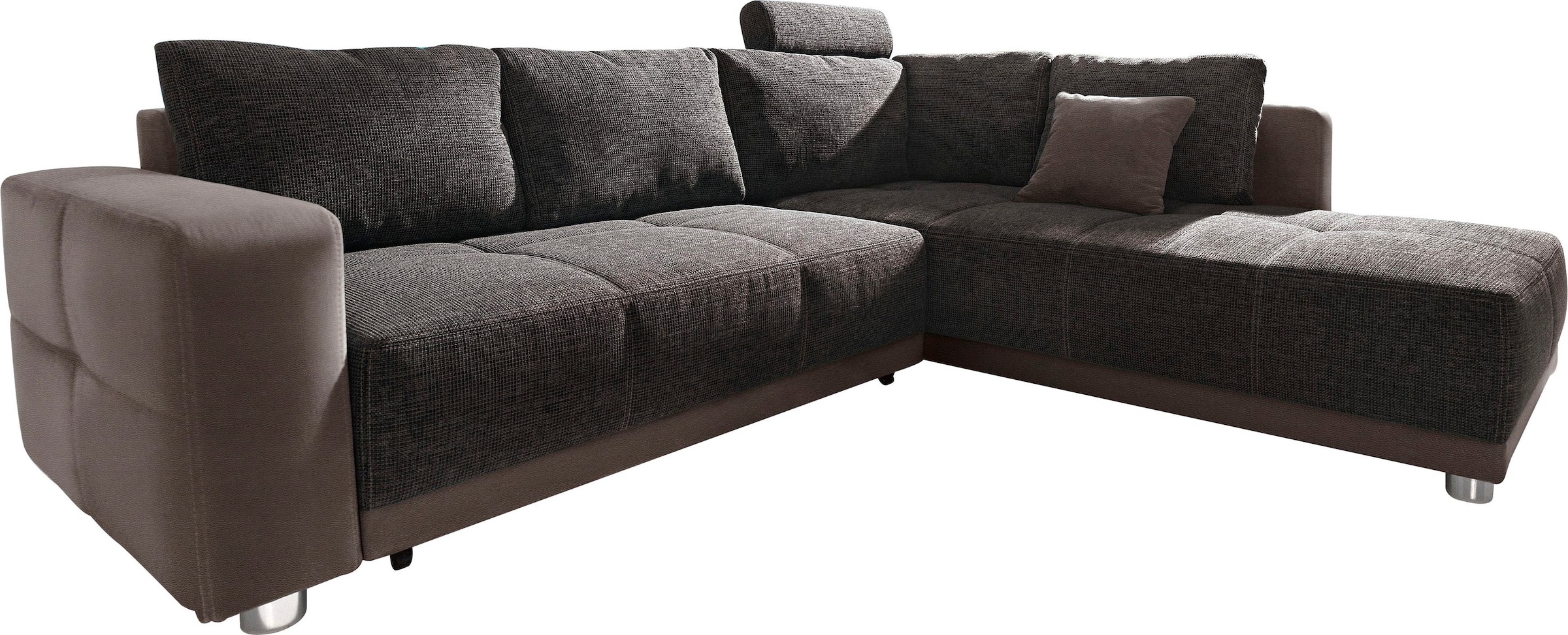 Places of Style Ecksofa, mit Bettfunktion, Bettkasten und Federkern, wahlweise mit 1 oder 3 Kopfstützen, Ottomane links oder rechts montierbar