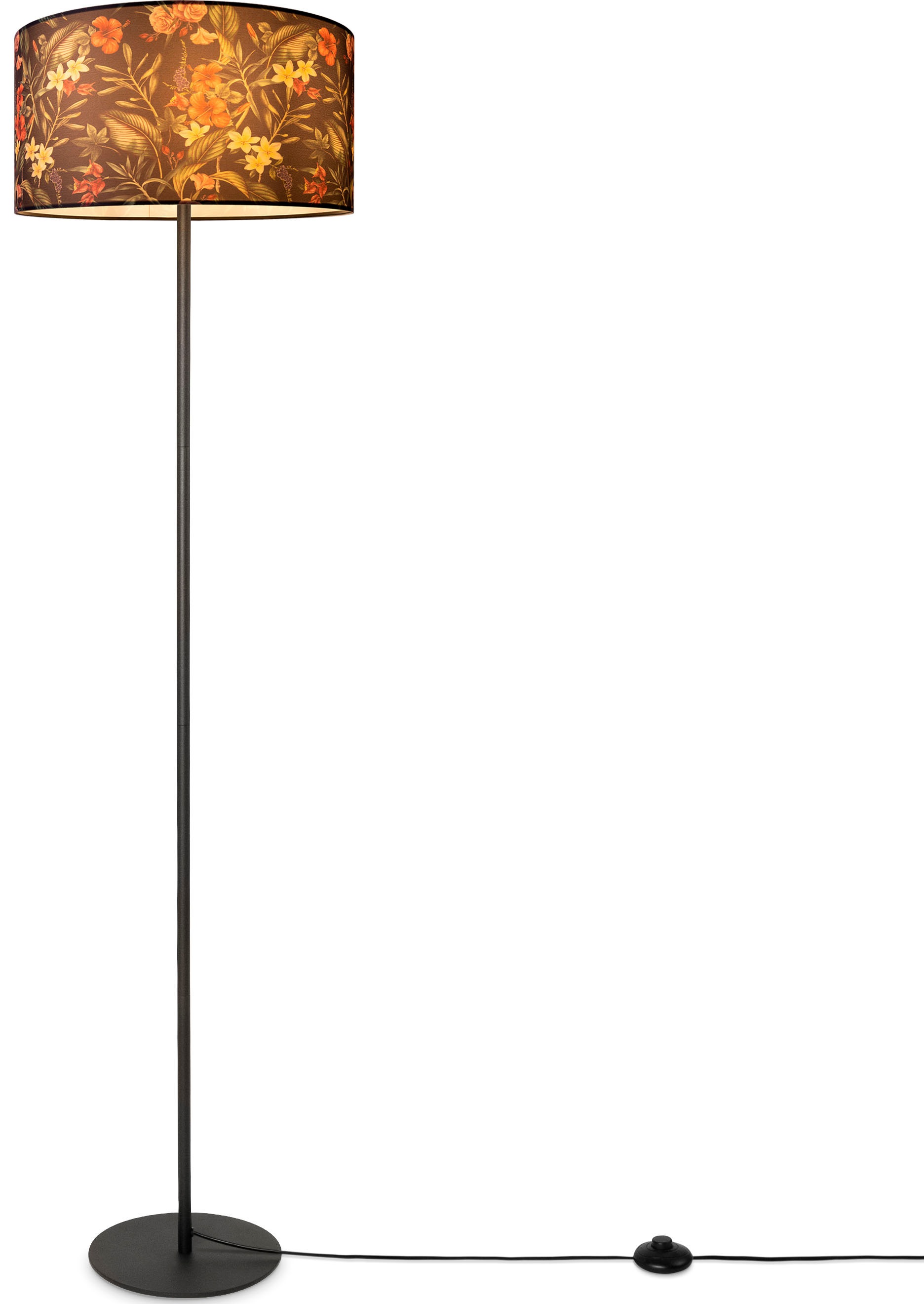 Paco Home Stehlampe »Luca Flower«, Leuchtmittel E27 | ohne Leuchtmittel, Standlampe Stoff Lampenschirm Wohnzimmer Textil Schirm Blumen Muster