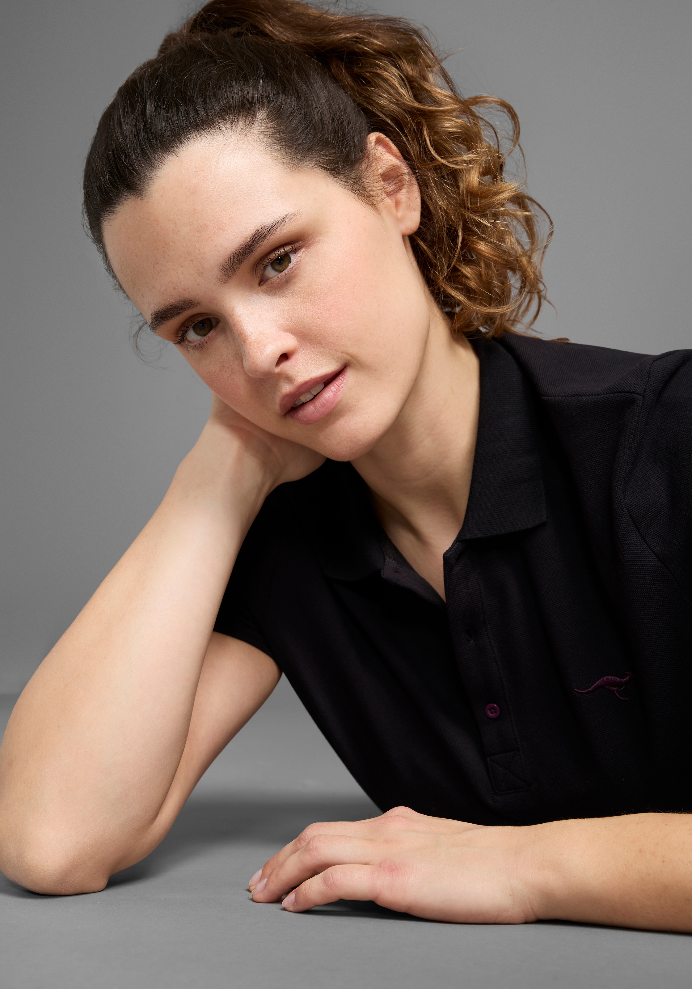 KangaROOS Poloshirt, Kurzarm, unifarben, Polokragen, aus Baumwolle