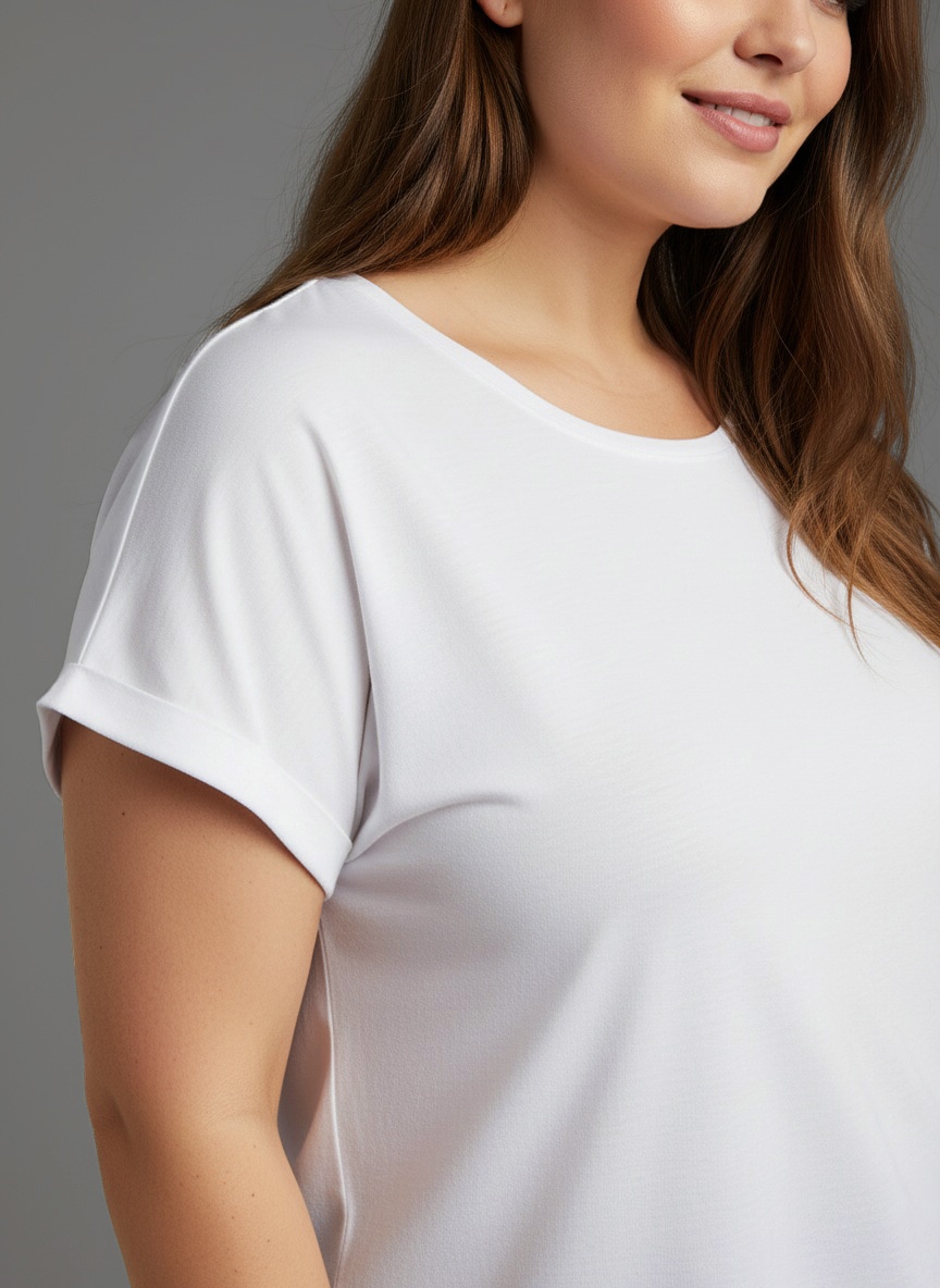 Laura Scott CURVE T-Shirt, (2 tlg.), im 2er Pack mit modischem Ärmelaufschlag - GROSSE GRÖSSEN