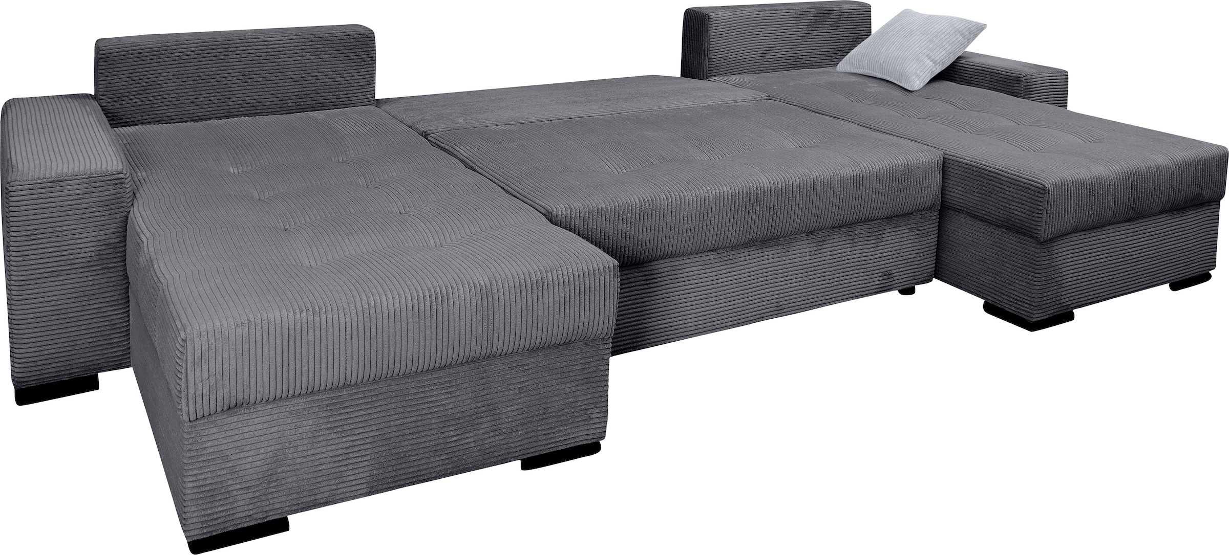 COLLECTION AB Wohnlandschaft »XL-Josy U-Form, Breite 313 cm, Cord-/Mix«, inkl. Bettfunktion, Bettkasten, mit 4 gleich großen Rückenkissen