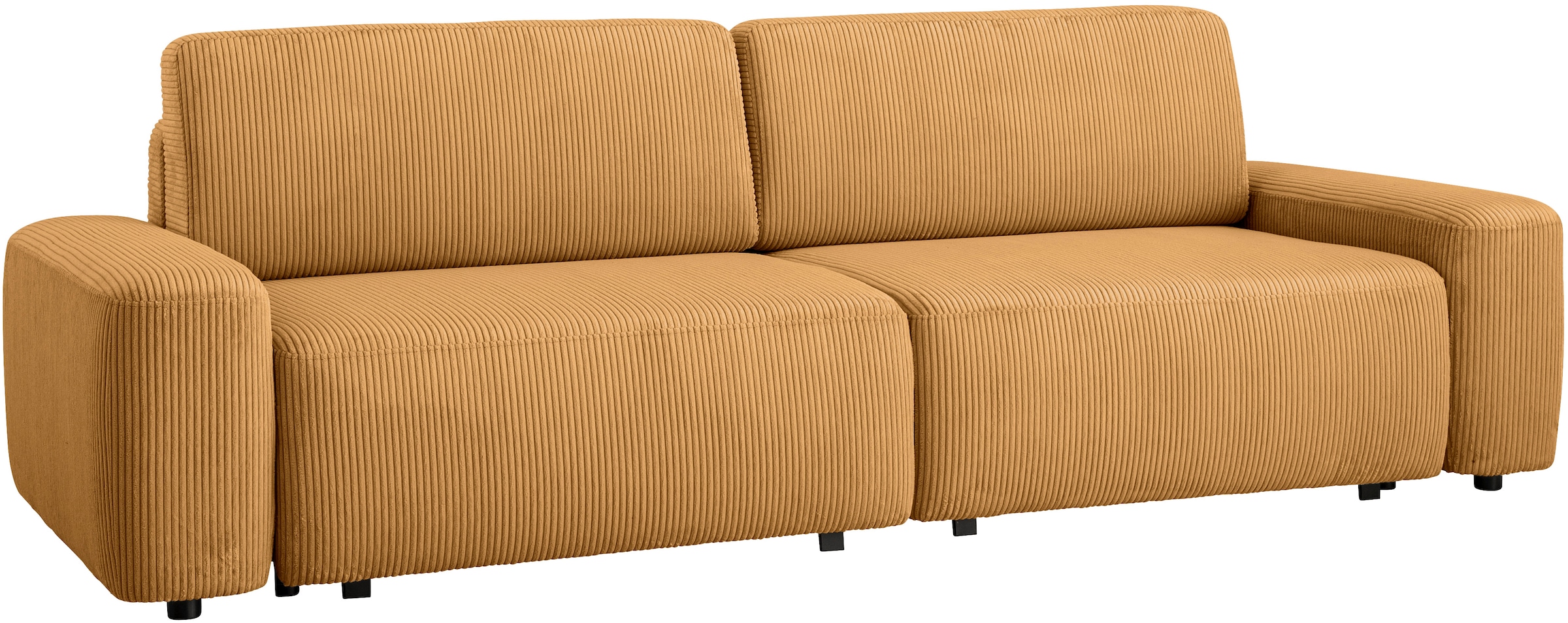 INOSIGN 3-Sitzer »TORGE (257cm), Sofa,Schlafsofa in Cord, Samtvelours, Struktur fein« rundes Design, Schlaffunktion u. Bettkasten, Liegefläche: 135/200 cm