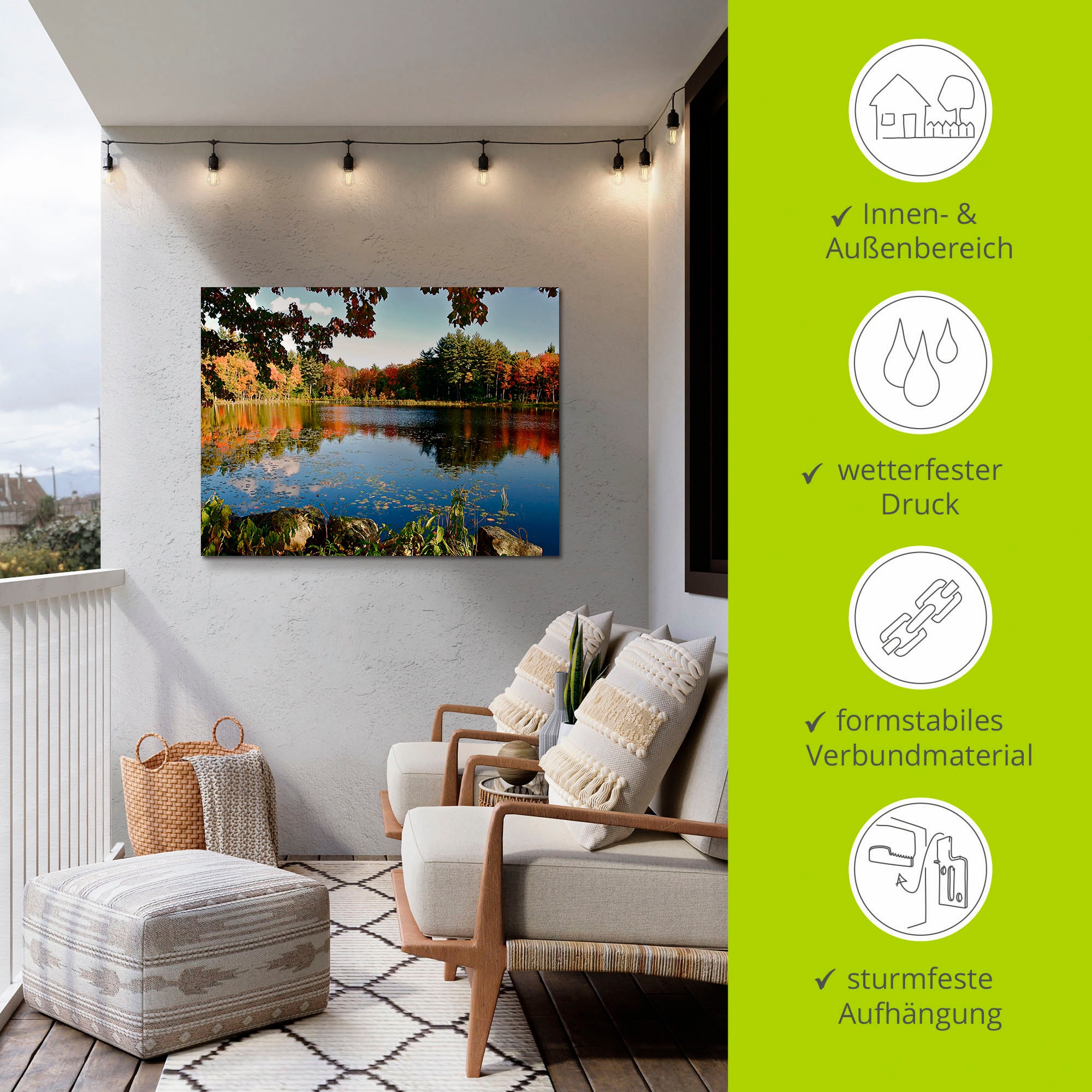 Artland Alu-Dibond-Druck »Landschaft New England«, Vier Jahreszeiten, (1 St.), für Innen- und Außenbereich geeignet, Outdoorbild