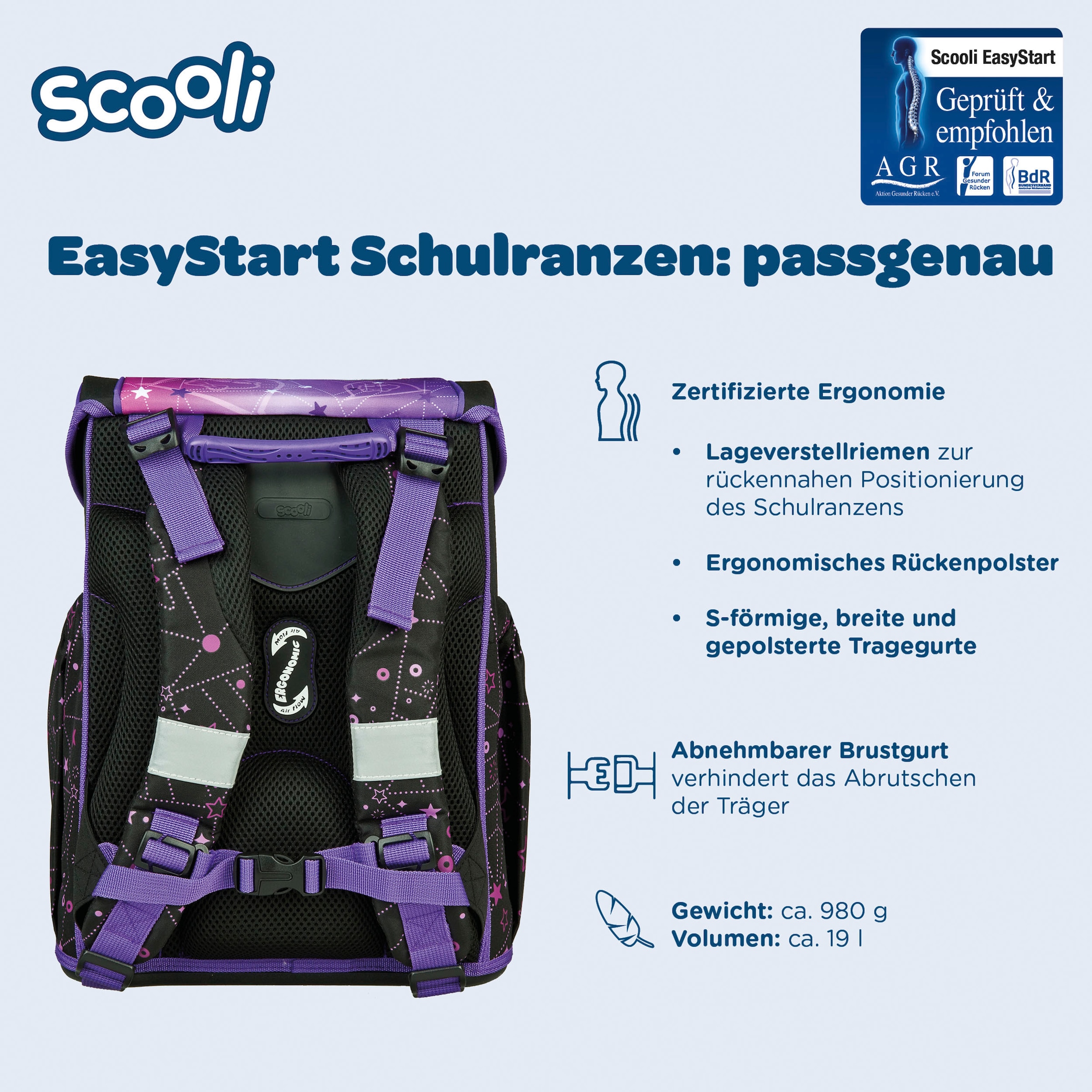 Scooli Schulranzen »Easy Start« Reflektoren
