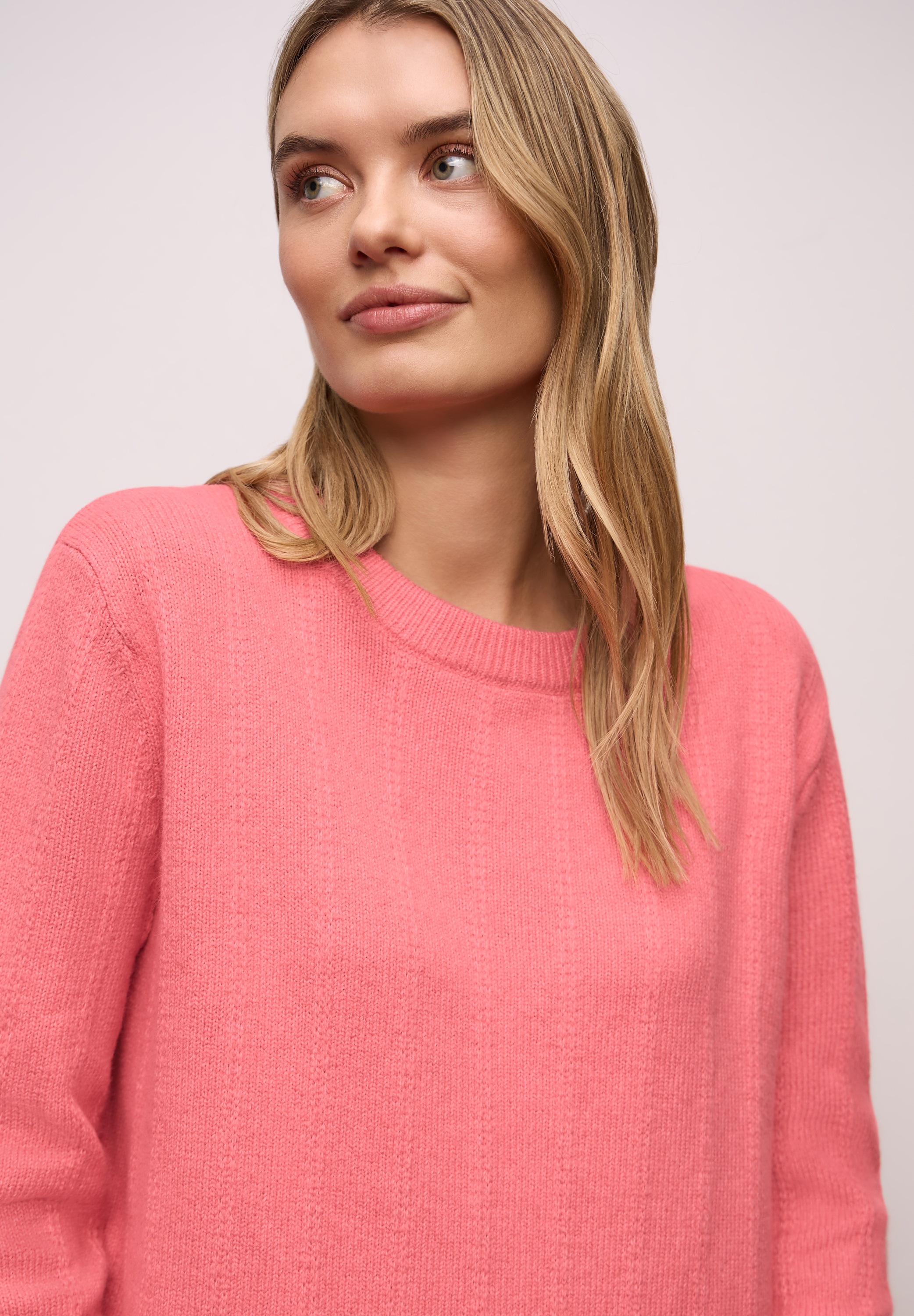 STREET ONE Strickpullover mit Rundhals, strukturiert