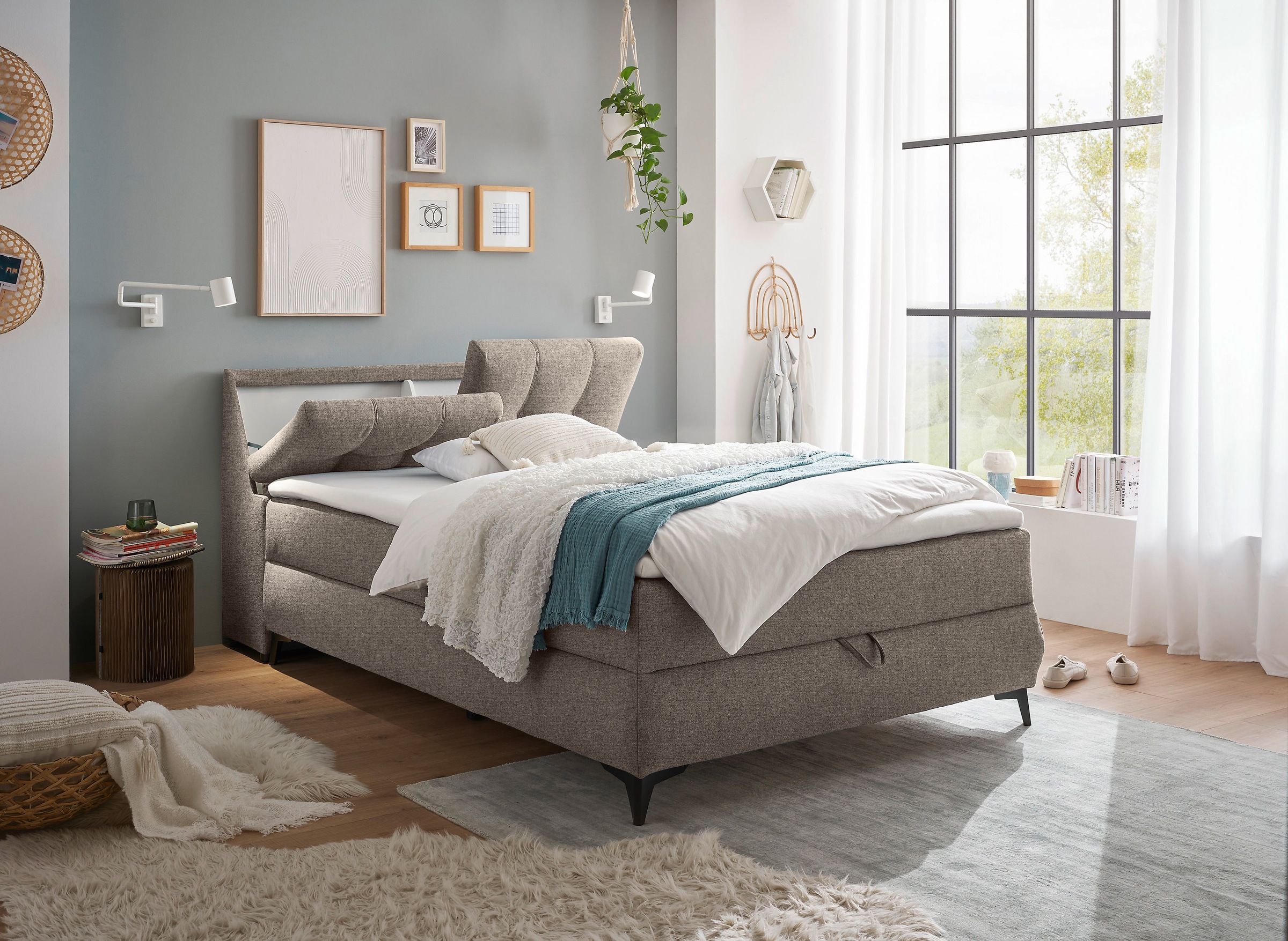 ED EXCITING DESIGN Boxbett »Atlantis« mit Bettkasten und Stauraum im Kopfteil