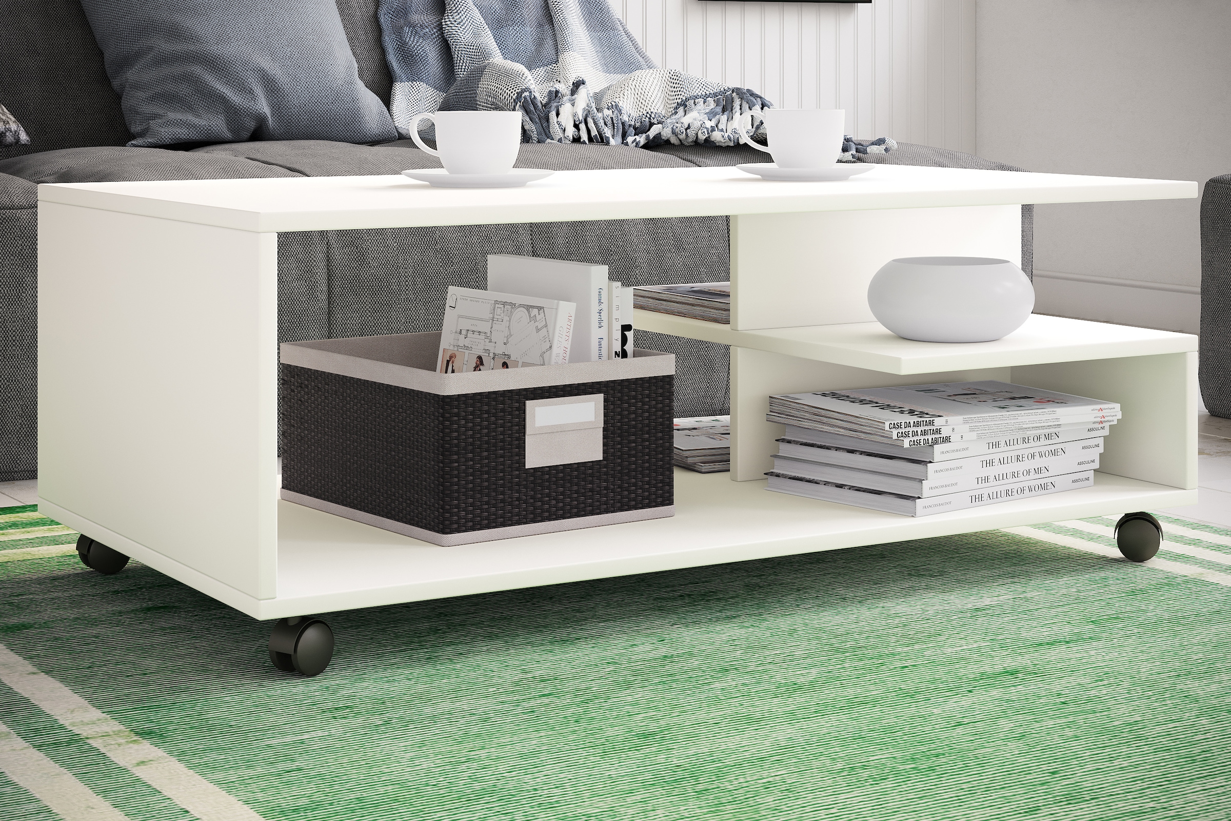 VCM Beistelltisch »Holz Sofatisch Couchtisch Rollen rollbar Stango XL«