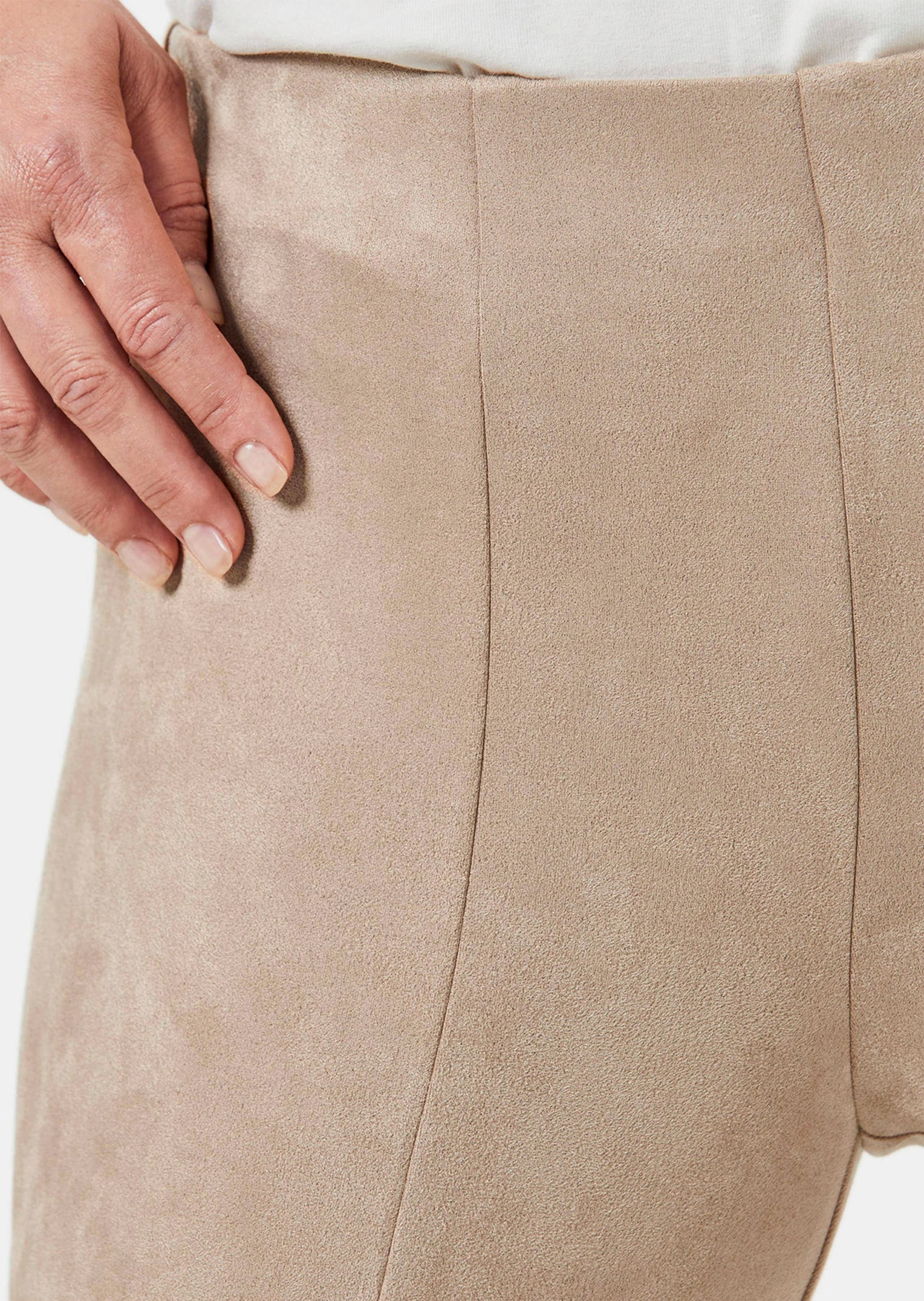 GOLDNER 2-in-1-Hose »Kurzgröße Moderne Leggings in trendigem Velourslederimitat«