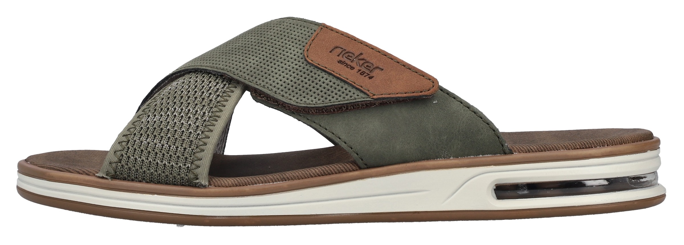 Rieker Pantolette, Sommerschuh, Strandschuh, Schlappen, Hausschuh mit Klettverschluss