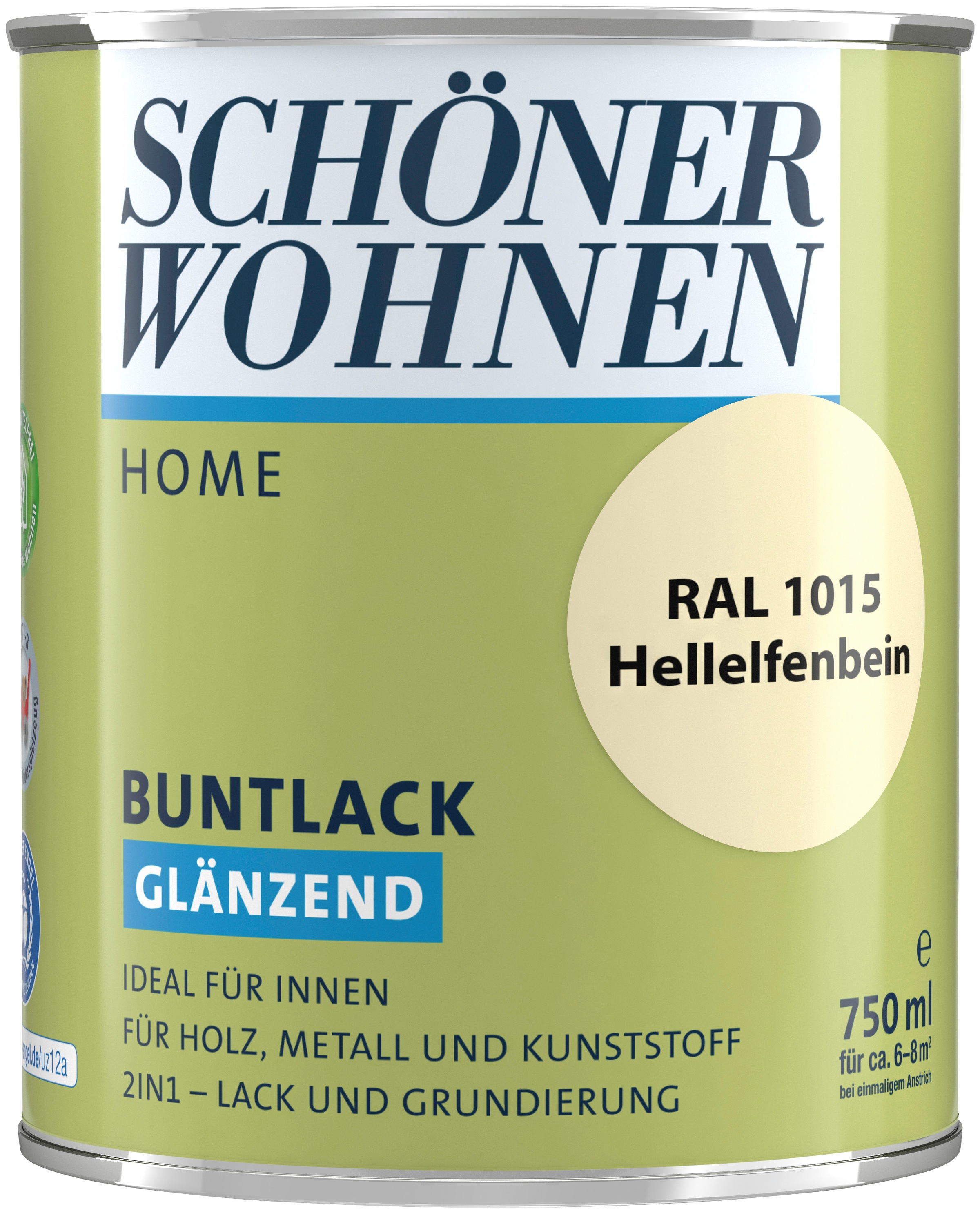 SCHÖNER WOHNEN-Kollektion Lack »Home Buntlack«, (1), glänzend, 750 ml, hellelfenbein RAL 1015
