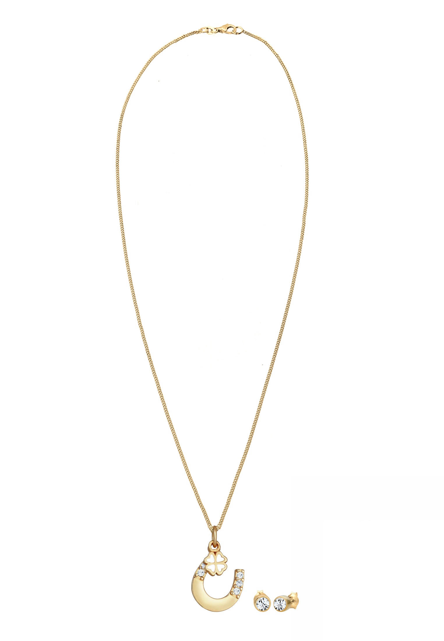 Elli Ohrring und Ketten Set »Schmuckset Hufeisen Weiß 925 Sterling Silber, mit Kristallen von Swarovski®«