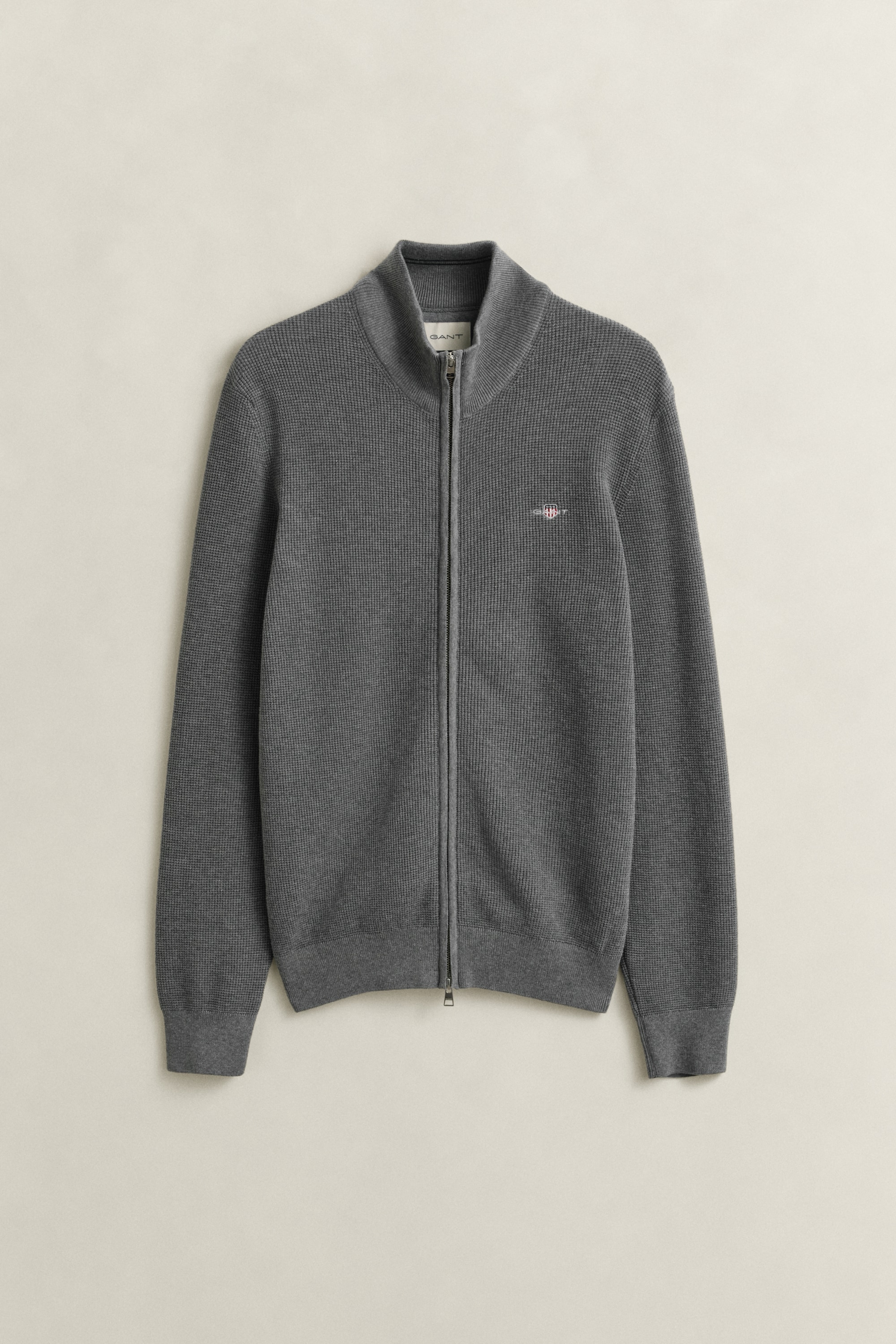 Gant Strickjacke »MICRO TEXTURED COTTON ZIP« Regular fit mit Stehkragen