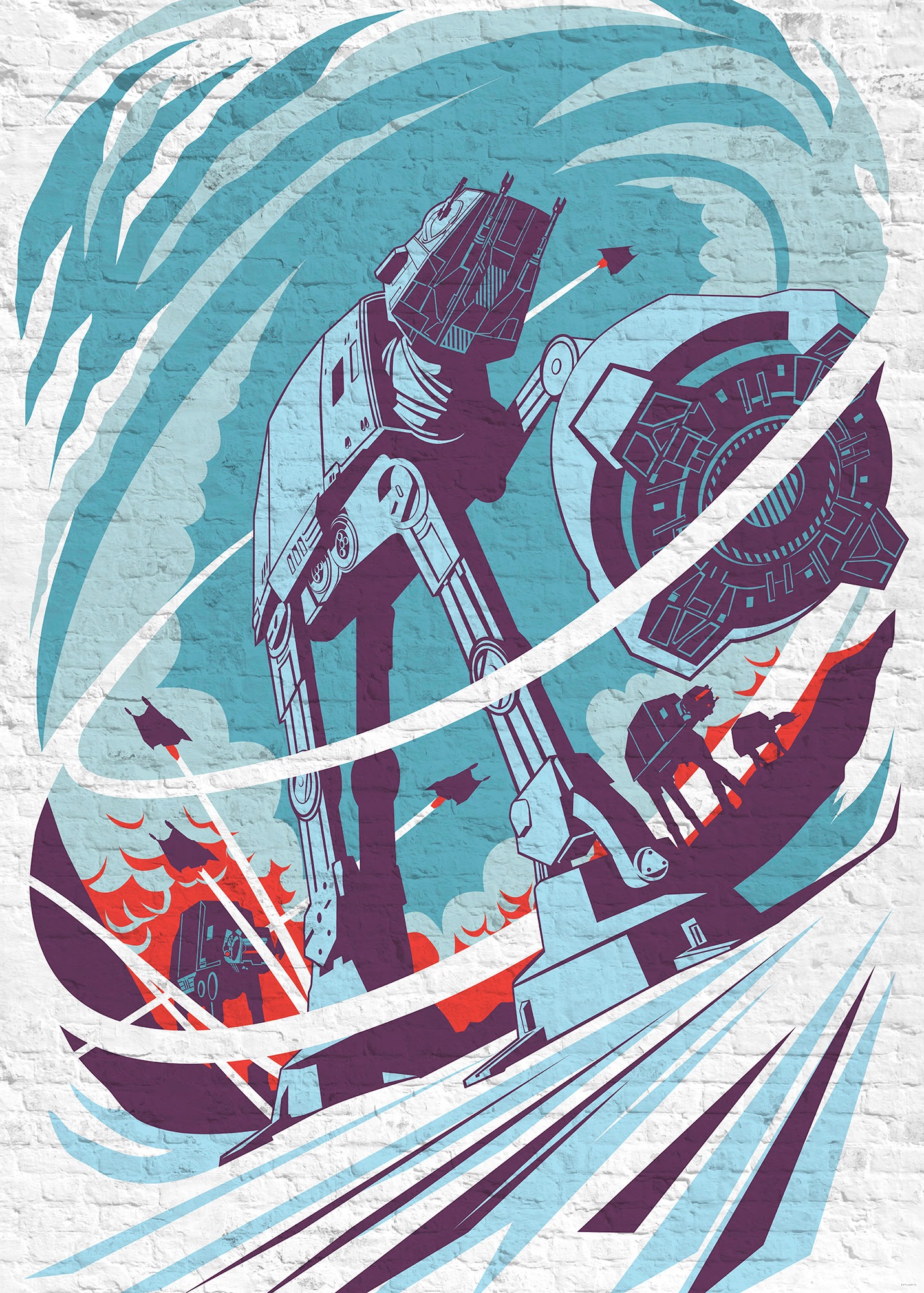 Komar Fototapete »Star Wars Classic Concrete Hoth«, futuristisch-mehrfarbig-Weltall