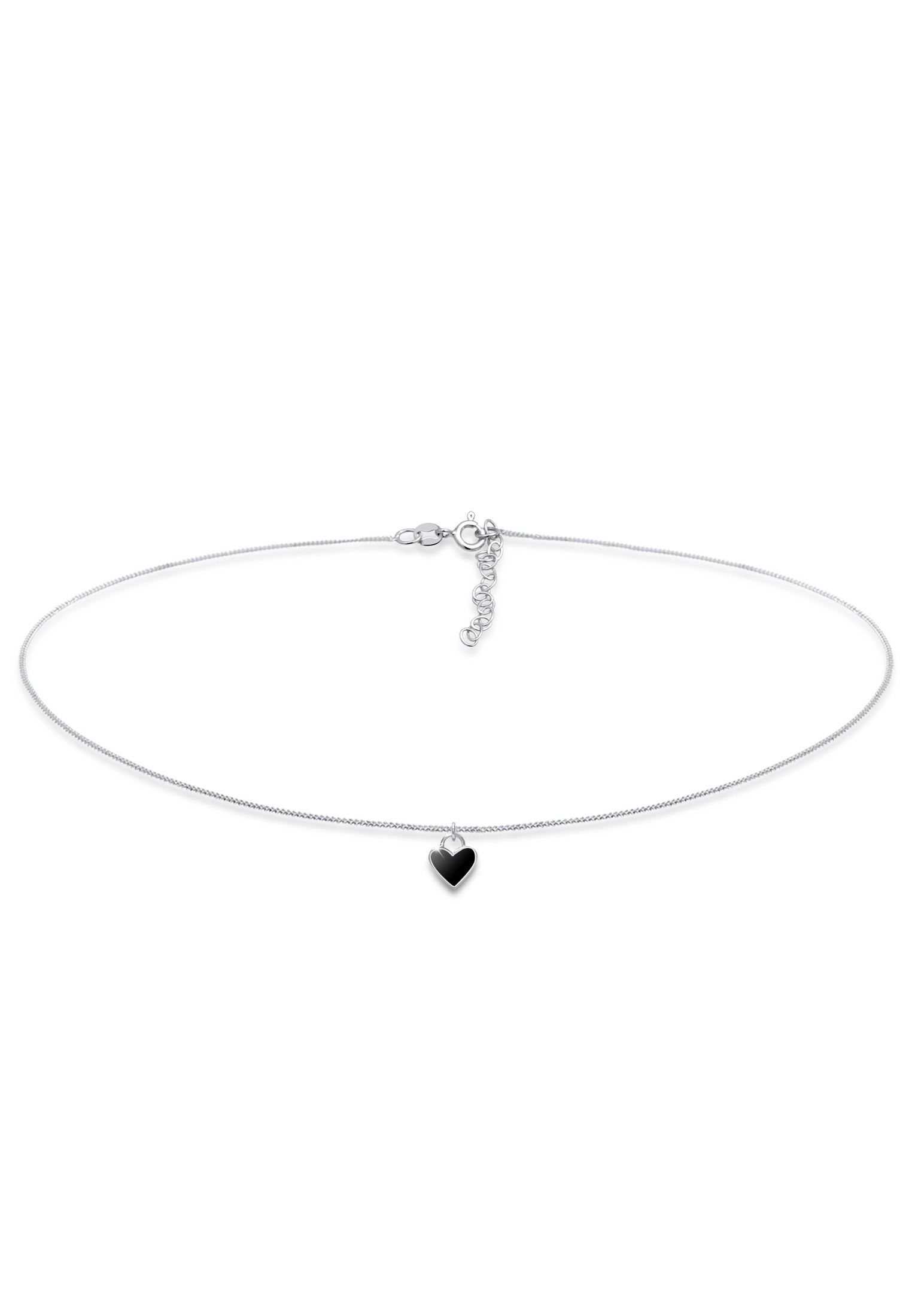Elli Choker »Halskette Choker Herz Emaille schwarz 925 Silber«