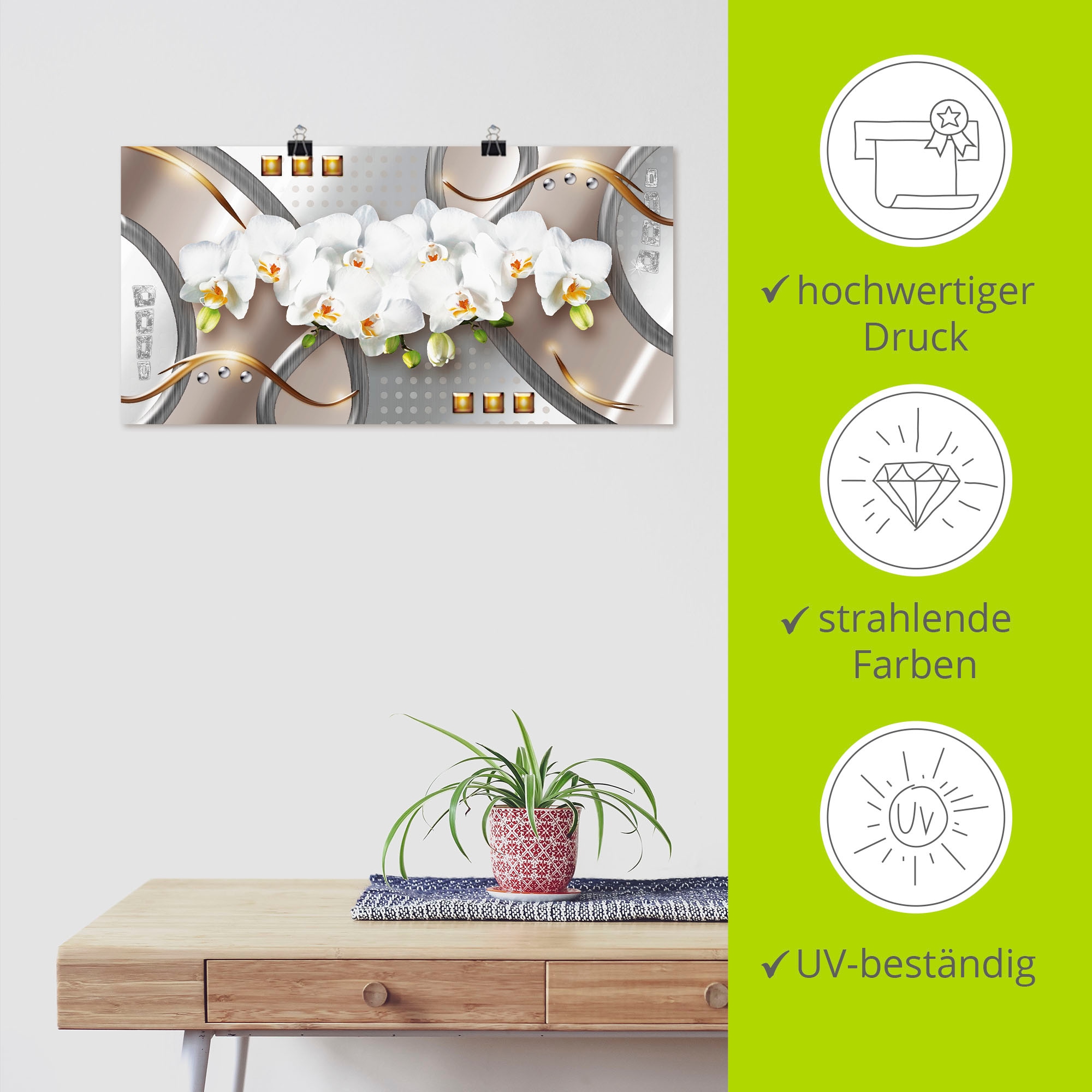 Artland Wandbild »Orchideen mit Elementen«, Blumen, (1 St.), als Leinwandbild, Poster in verschied. Größen