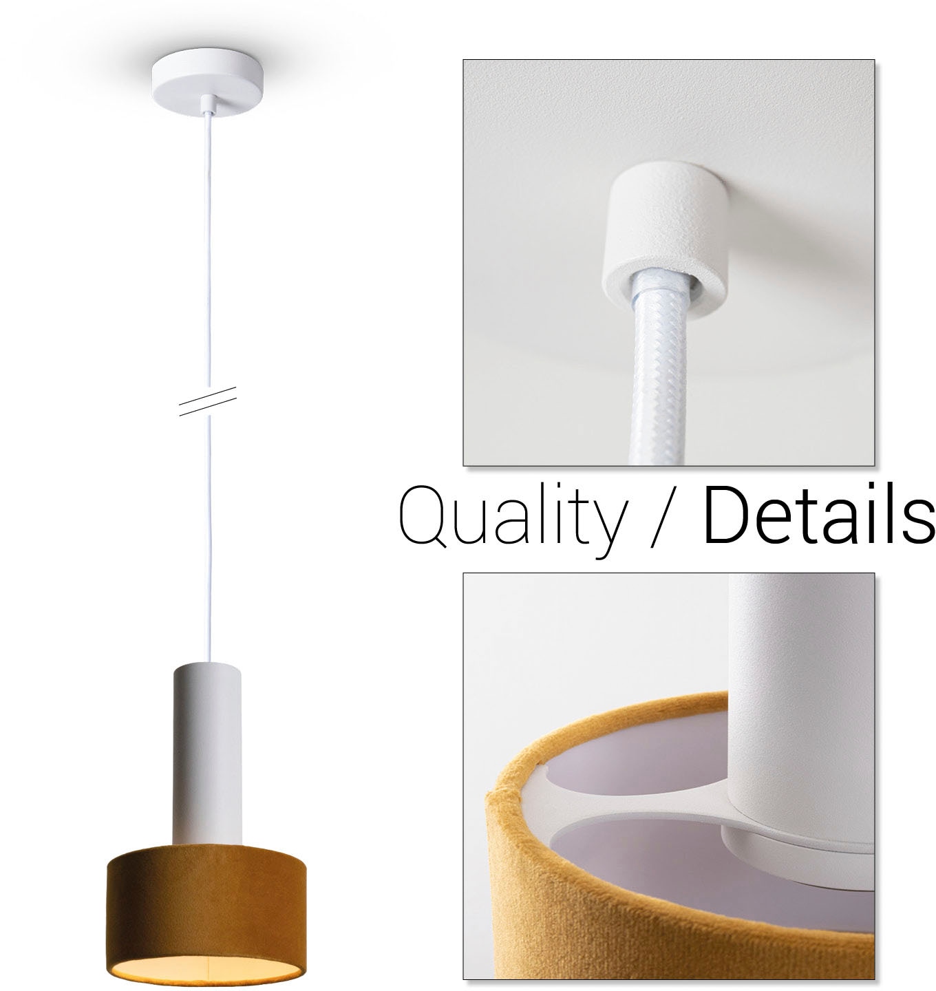 Paco Home Pendelleuchte »VELUTA«, Leuchtmittel GU10 | ohne Leuchtmittel, Wohnzimmer Hängeleuchte Stoffschirm Esszimmer Modern GU10