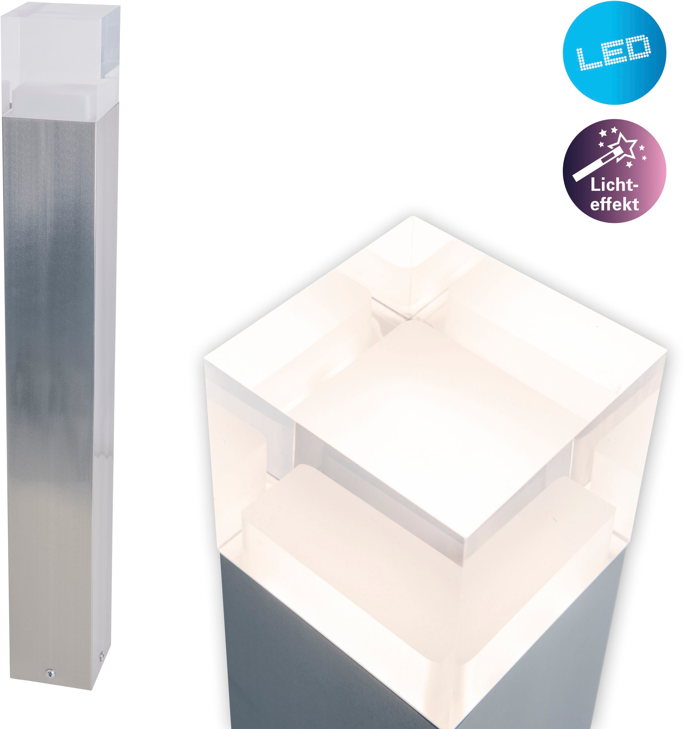 Edelstahl/Kunststoff flammig-flammig, näve LED OTTO 1 bestellen incl. blank/opal warmweiß 15x IP44 »Leah«, in LED Außen-Stehlampe bei metall online