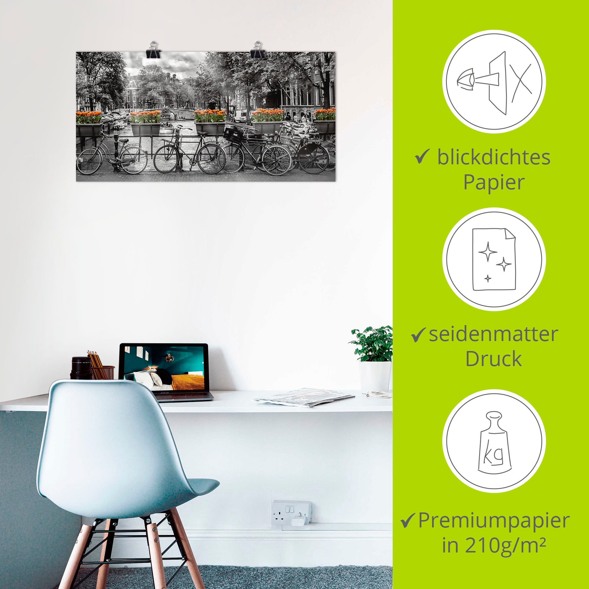 Artland Wandbild »Amsterdam Herengracht I«, Fahrräder, (1 St.), als Leinwandbild, Poster, Wandaufkleber in verschied. Größen