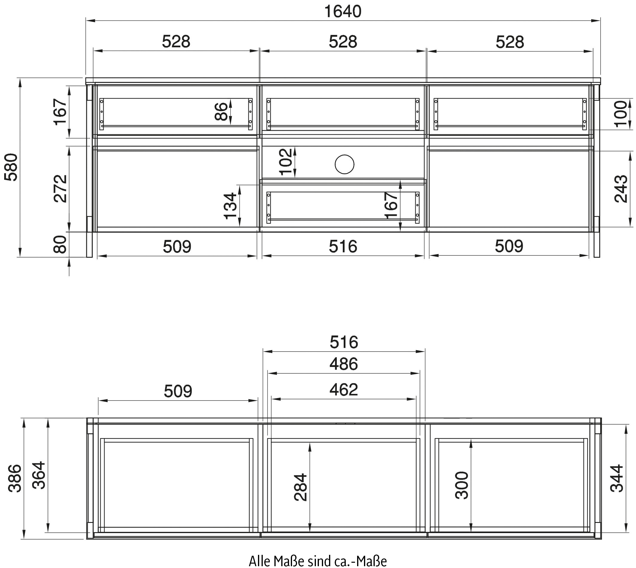Home affaire TV-Schrank »Stranda, moderner TV-Unterschrank, Kommode im Scandi-Style, Lowboard«, Rahmenoptik, ausreichend Stauraum, vielseitig einsetzbar, 164 cm breit
