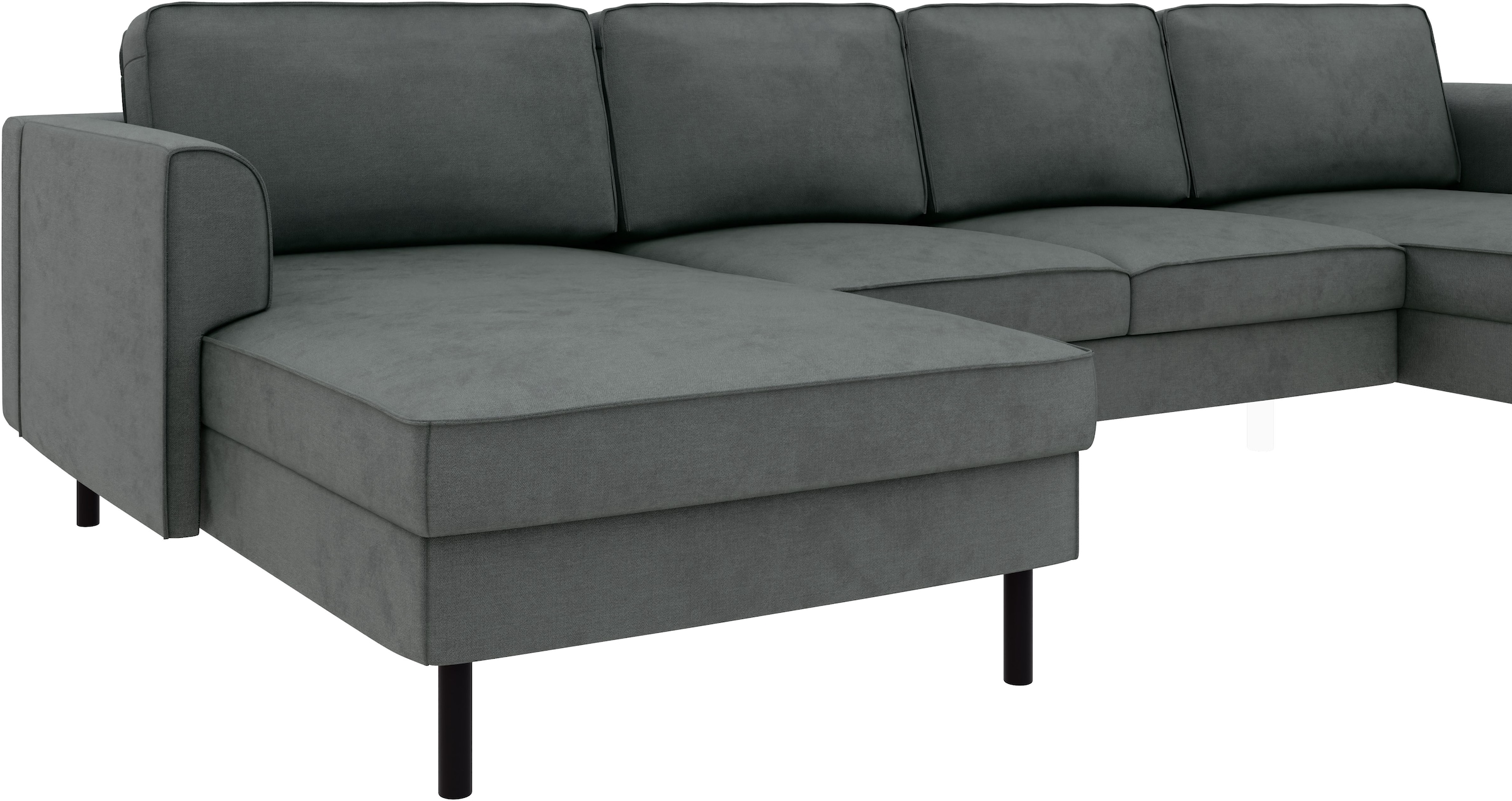 Home affaire Wohnlandschaft »Booster II, whlw. mit Schlaffunktion & Bettkasten, Fuß schwarz« Sofa in U-Form, Breite 305 cm, in Cord oder Struktur LEO o. LINO