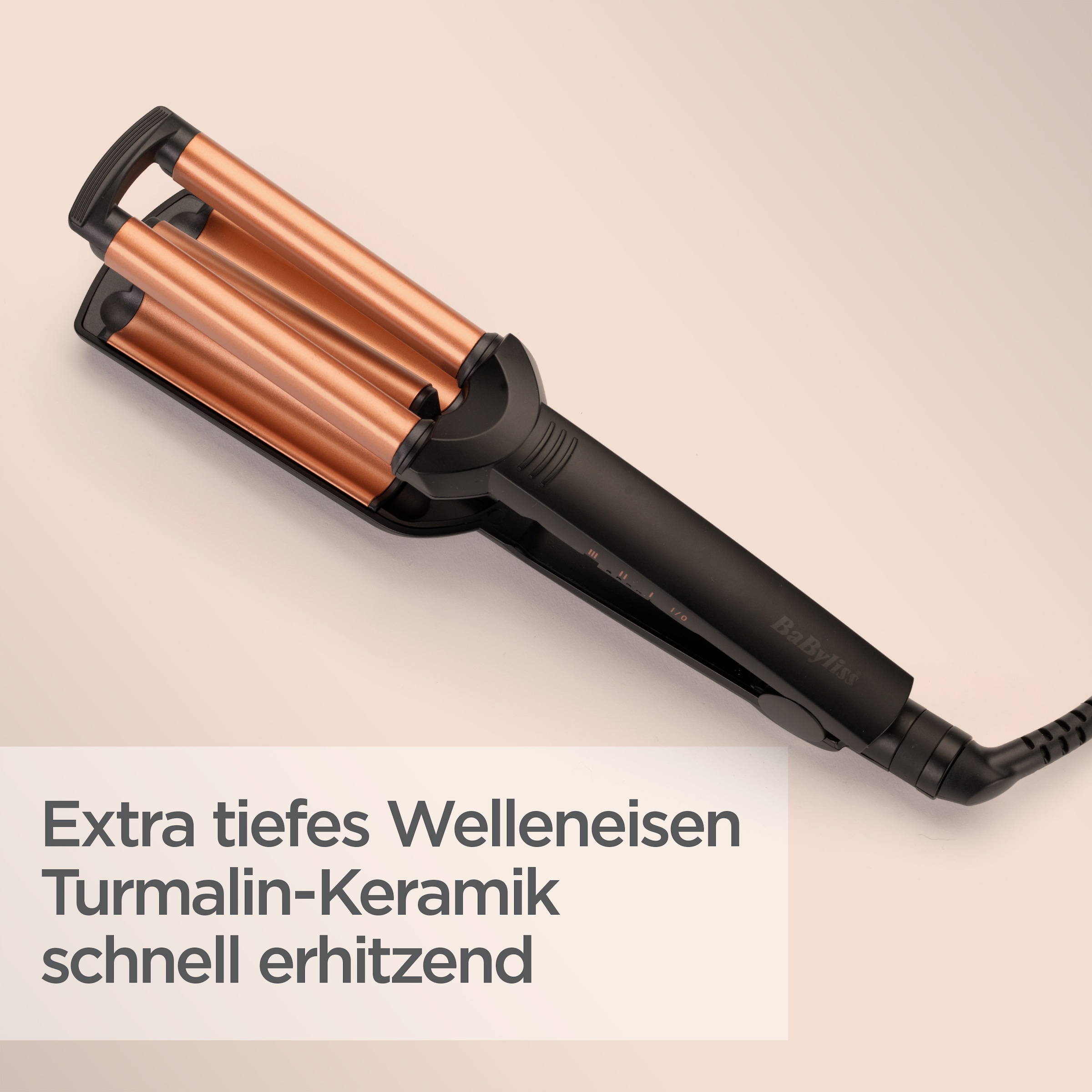 BaByliss Welleneisen »Deep Waves Welleneisen für große Wellen / Beach Waves, W2447E« Turmalin-Keramik, Lockenstab, 3 Temperaturen bis 200°C, Wellenstyler