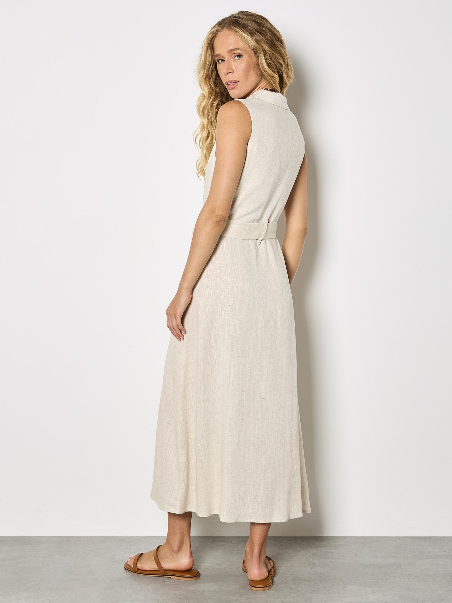Apricot Midikleid »Midikleid aus Leinenmischung« mit Stoffgürtel, 2 tlg. mit Gürtel