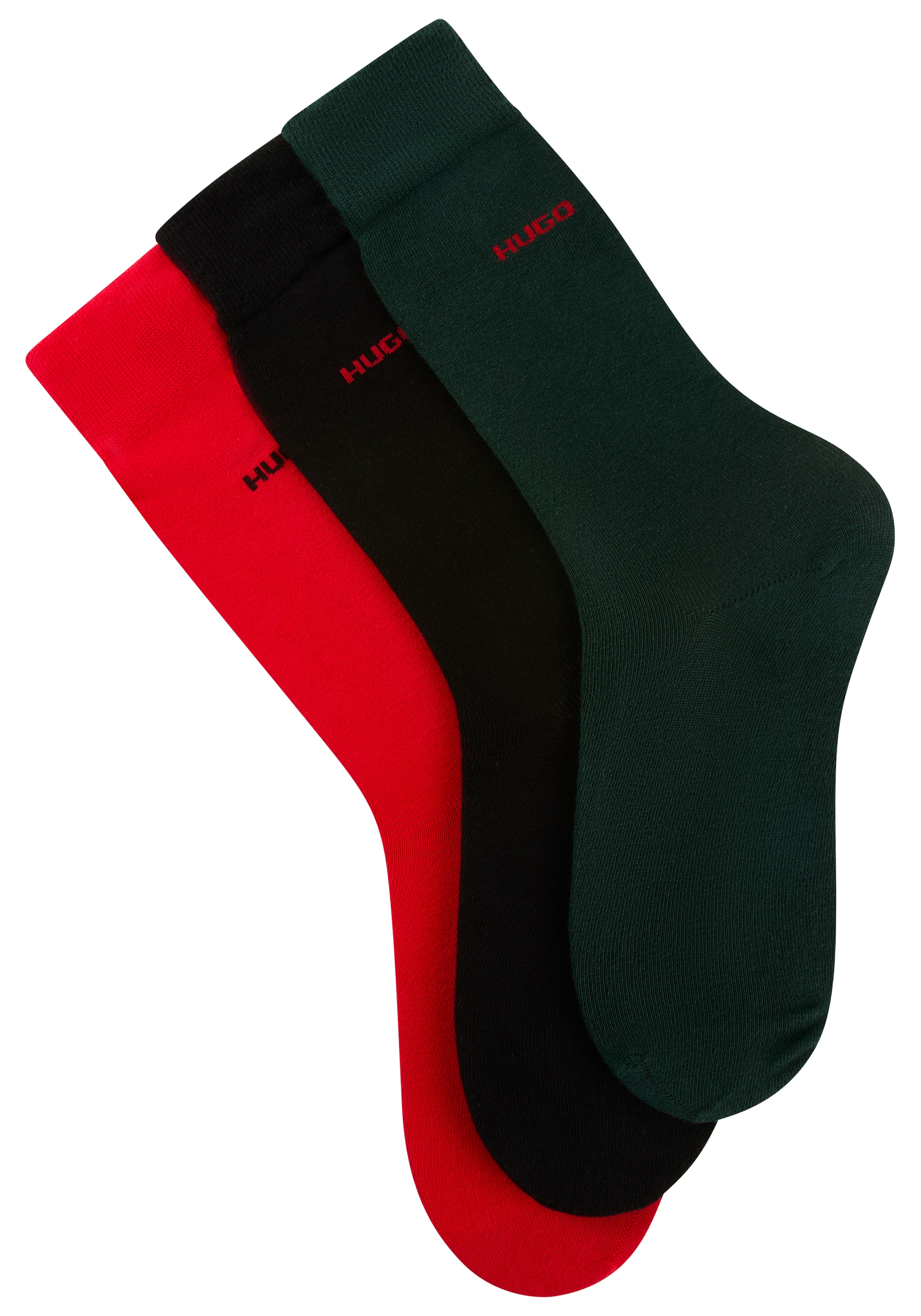 HUGO Underwear Businesssocken »3P RS UNI CC« Packung, 3er Pack, 3 Stk. tlg. mit kontrastfarbenen HUGO Logo-Schriftzug