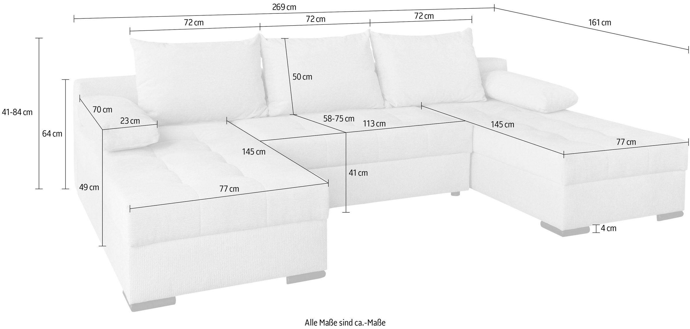 OTTO home Wohnlandschaft »U-Form Home System« 2 Ottomane,Bonnelfederkern, Schlaffunktion
