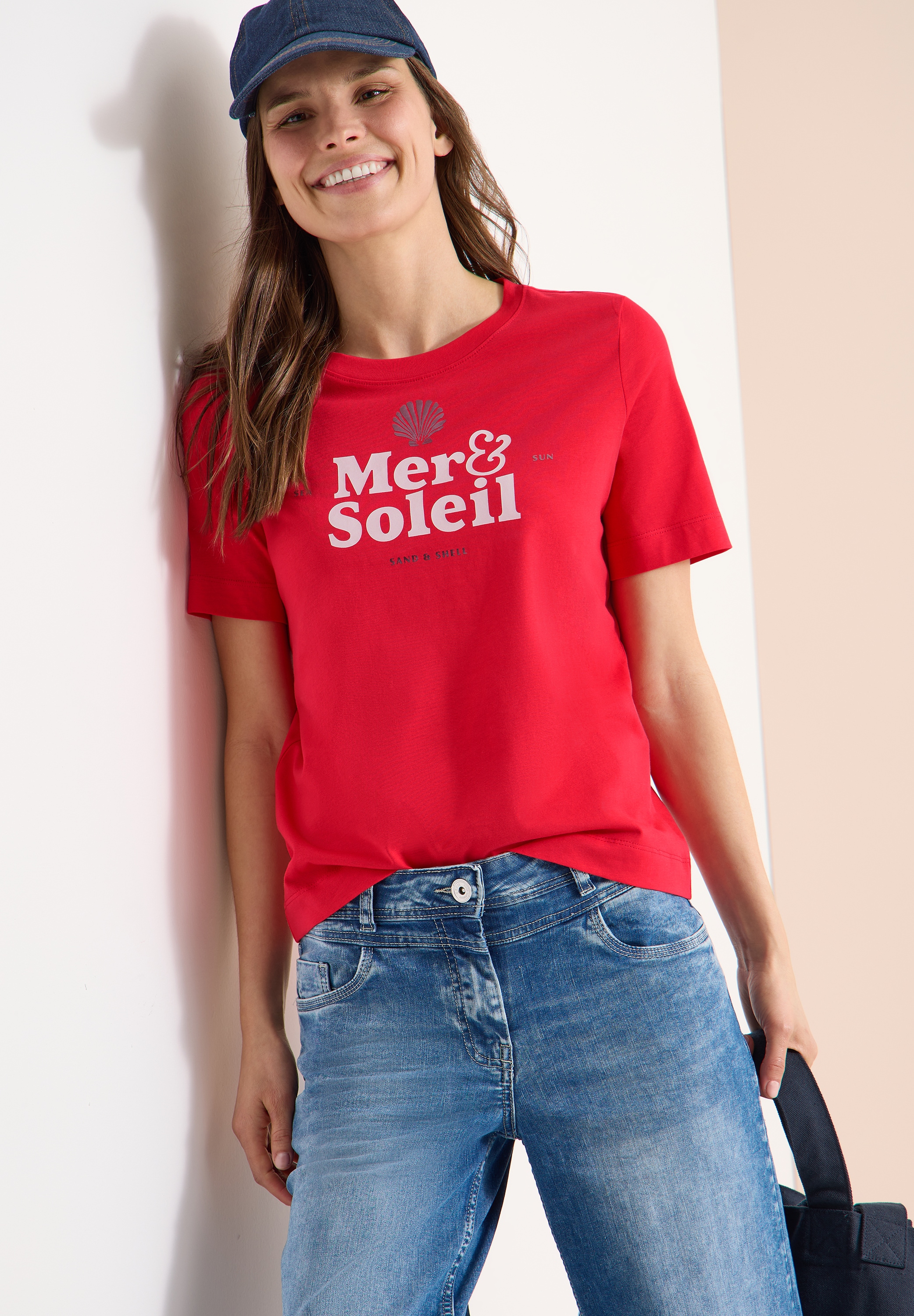 Cecil T-Shirt Sommershirt mit maritimem Wording-Print, Jerseyqualität