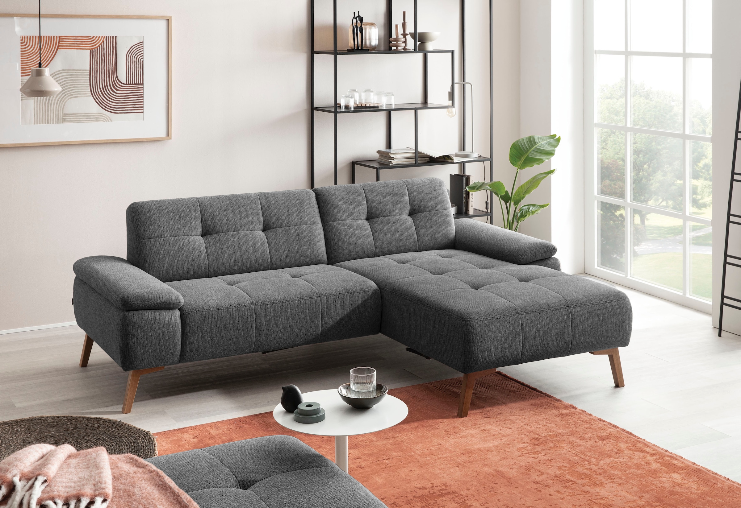 Ecksofa »Sassari, L-Form«, im skandinavischen Design mit Steppung und Holzfüßen