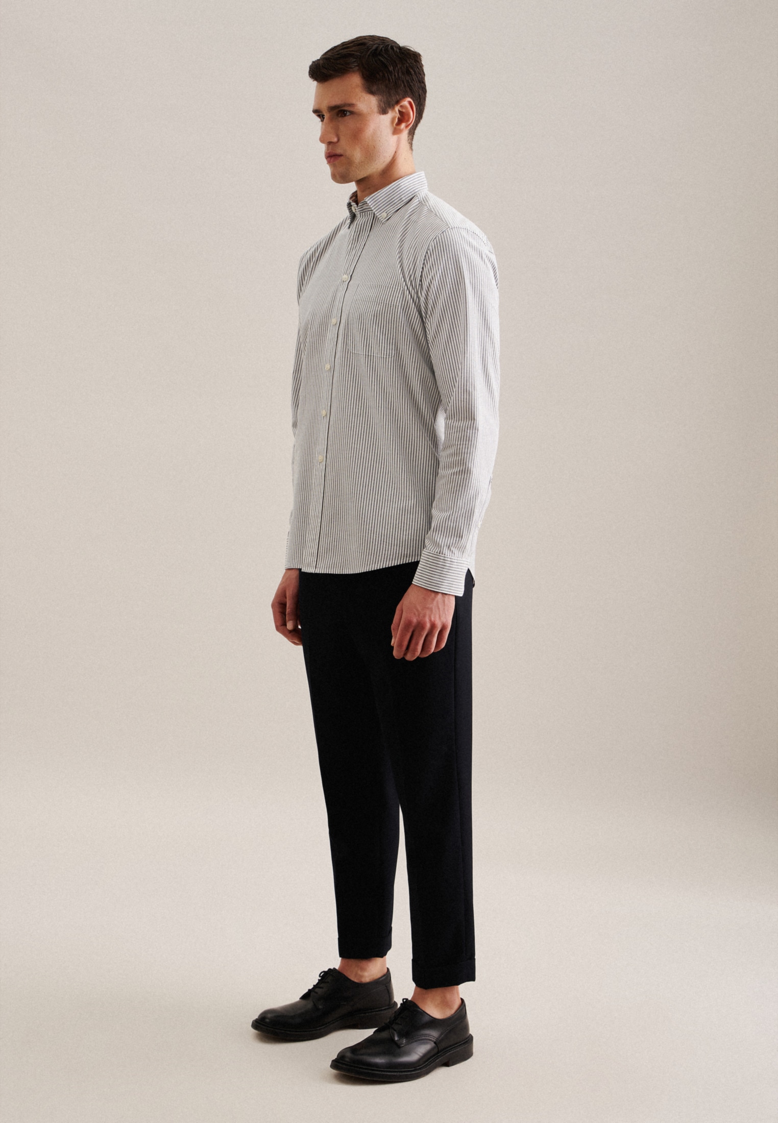 seidensticker Businesshemd »Schwarze Rose« Regular 1/1 Button-Down-Kragen Streifen