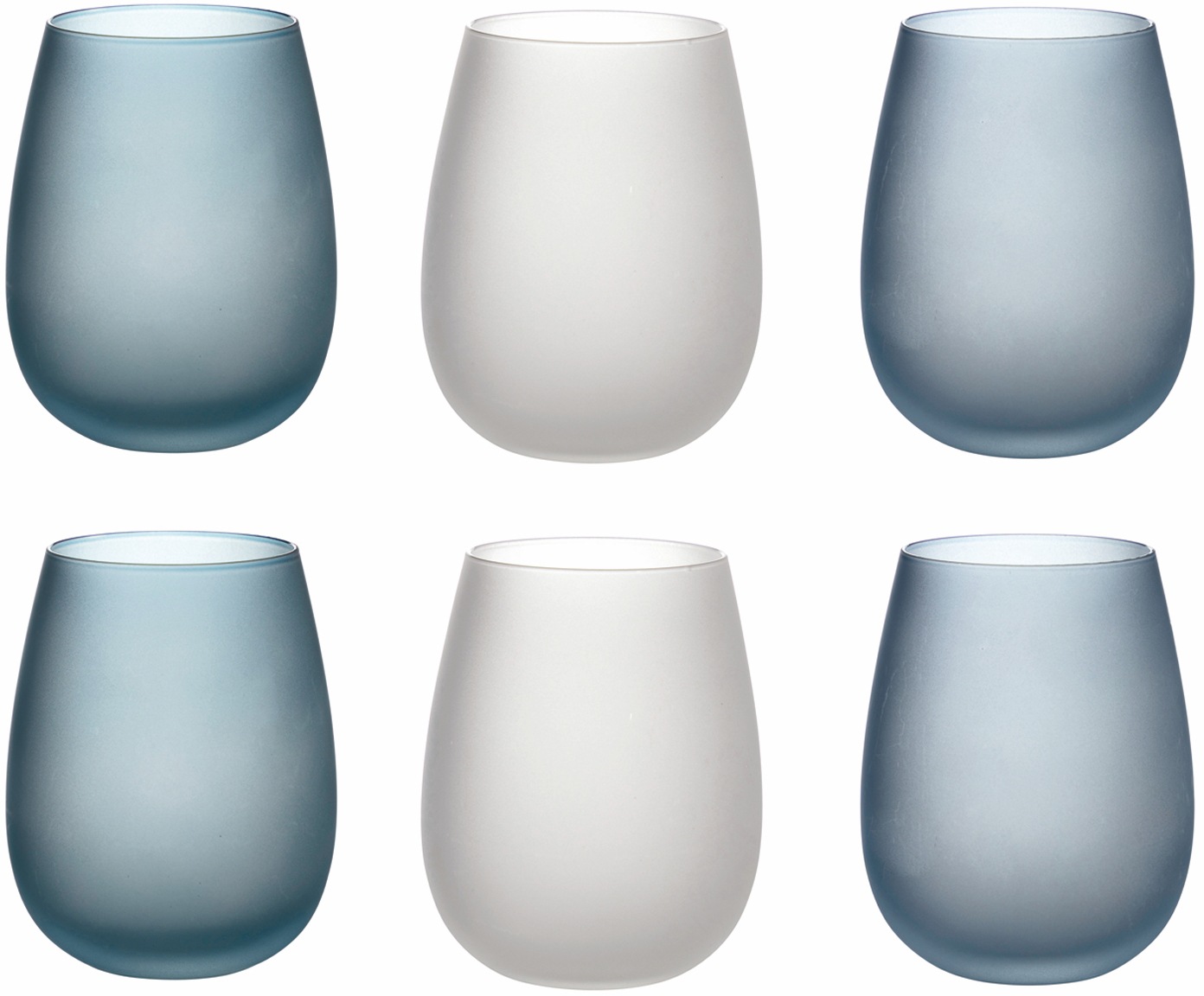 Villa d'Este Gläser-Set »Blue Dream«, (Set, 6 tlg.), Wassergläser-Set Matt 500 ml, 6-teilig