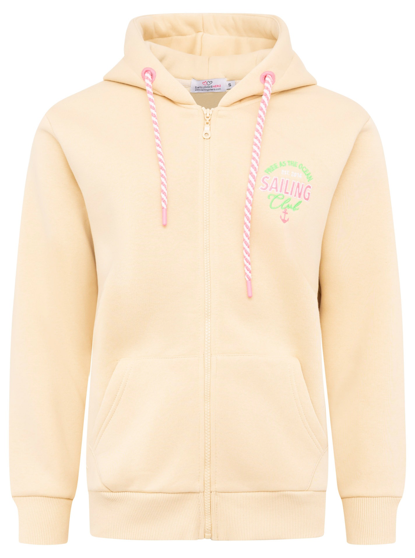Zwillingsherz Kapuzensweatjacke »"Sailing Club"«, Kapuzensweatjacke mit großer SAILING Applikation am Rücken und Tasche