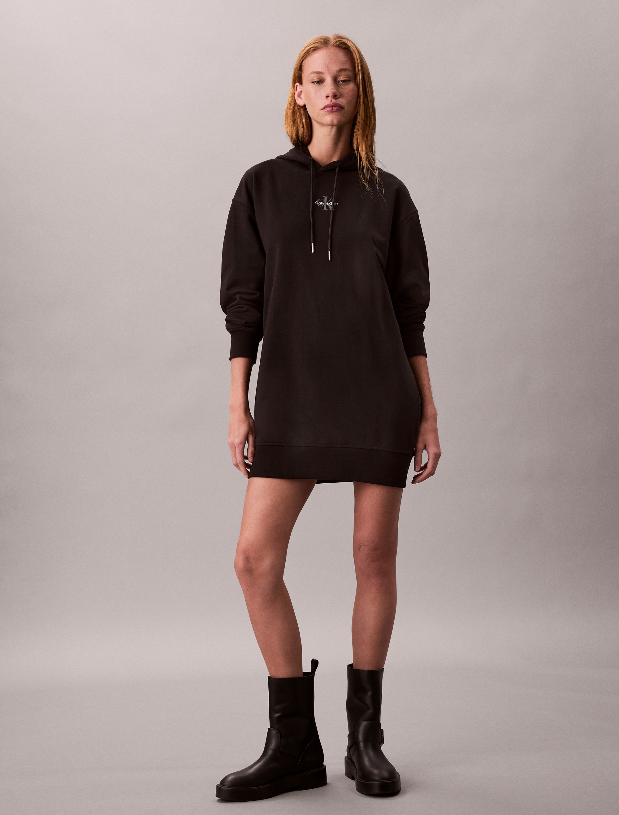 Calvin Klein Jeans Sweatkleid »LS MONOLOGO PREMIUM TERRY HOODIE«, Mit Rundhalsausschnitt, loose fit